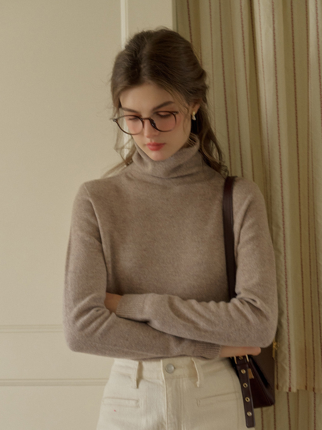 Solana Basic Versatile Turtleneck 100% Wool Sweater - Pink