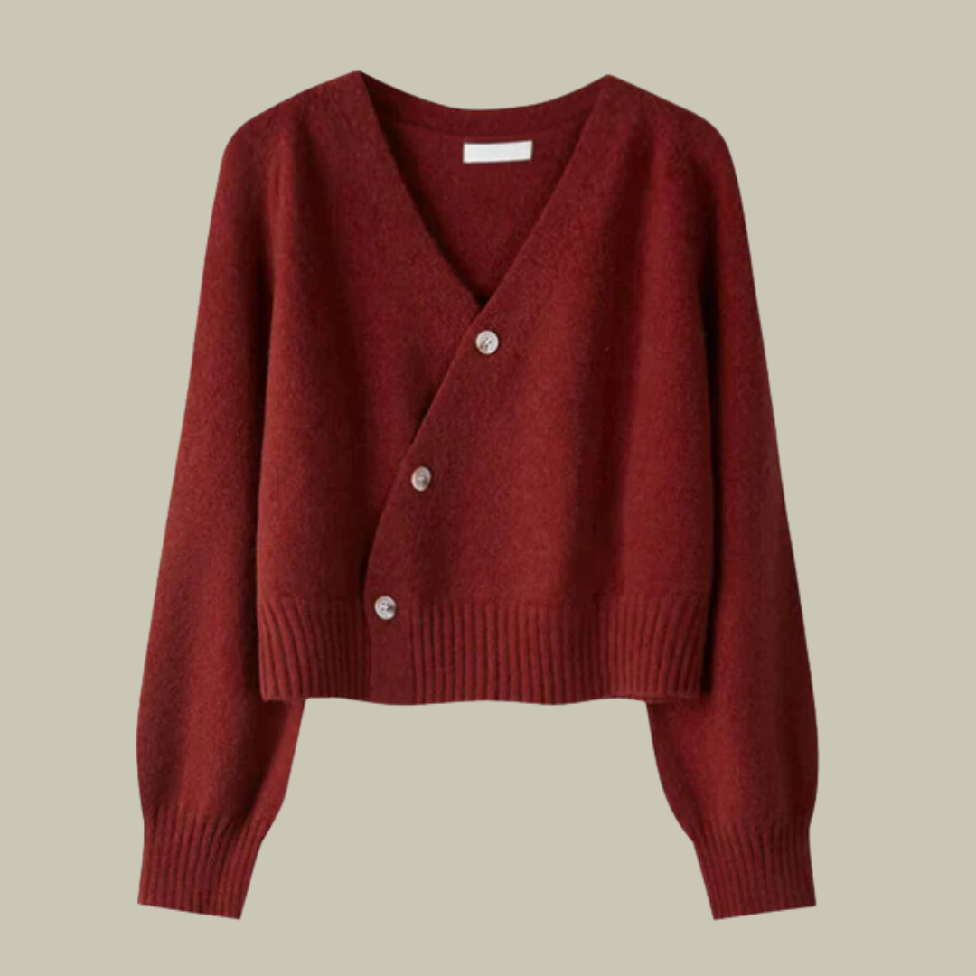Isabelle's™ | Cross Button V Neck Merino And Wool Sweaters