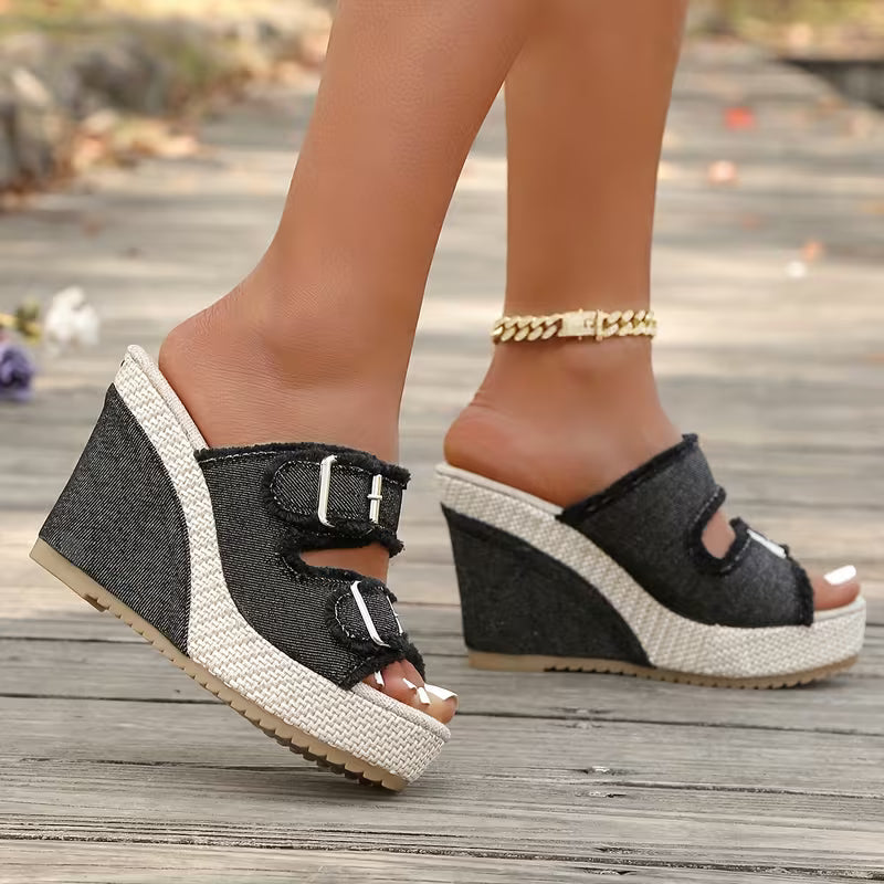 Isabelle's™ | Denim Wedge Sandals