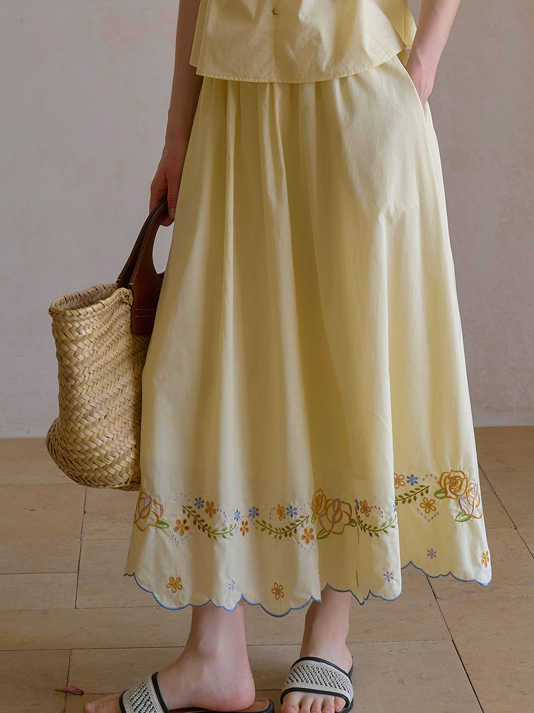 Ashley Floral Embroidery 100% Cotton Skirt