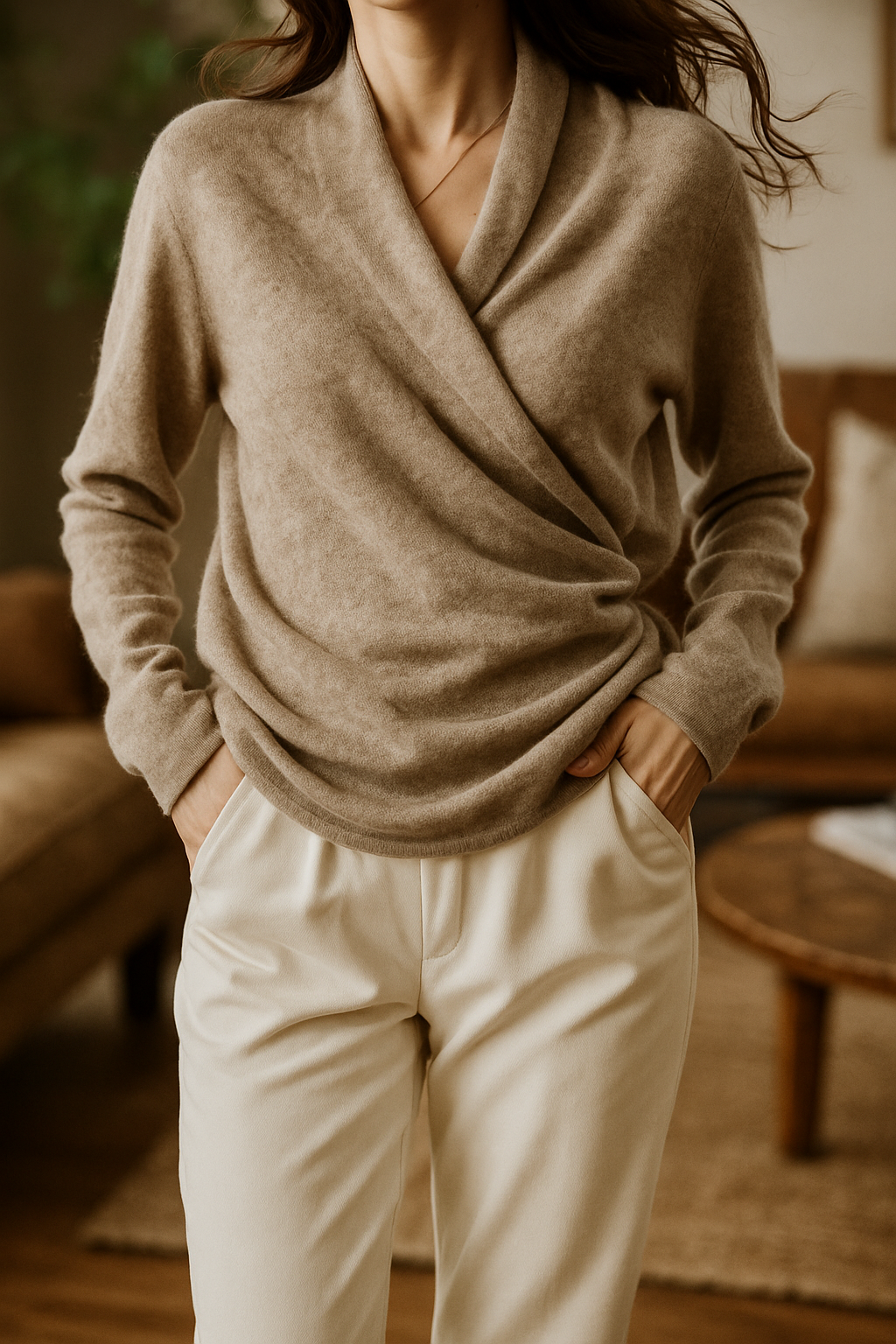 Isabelle's™ | Winter Wrap V Neck Knit Sweater