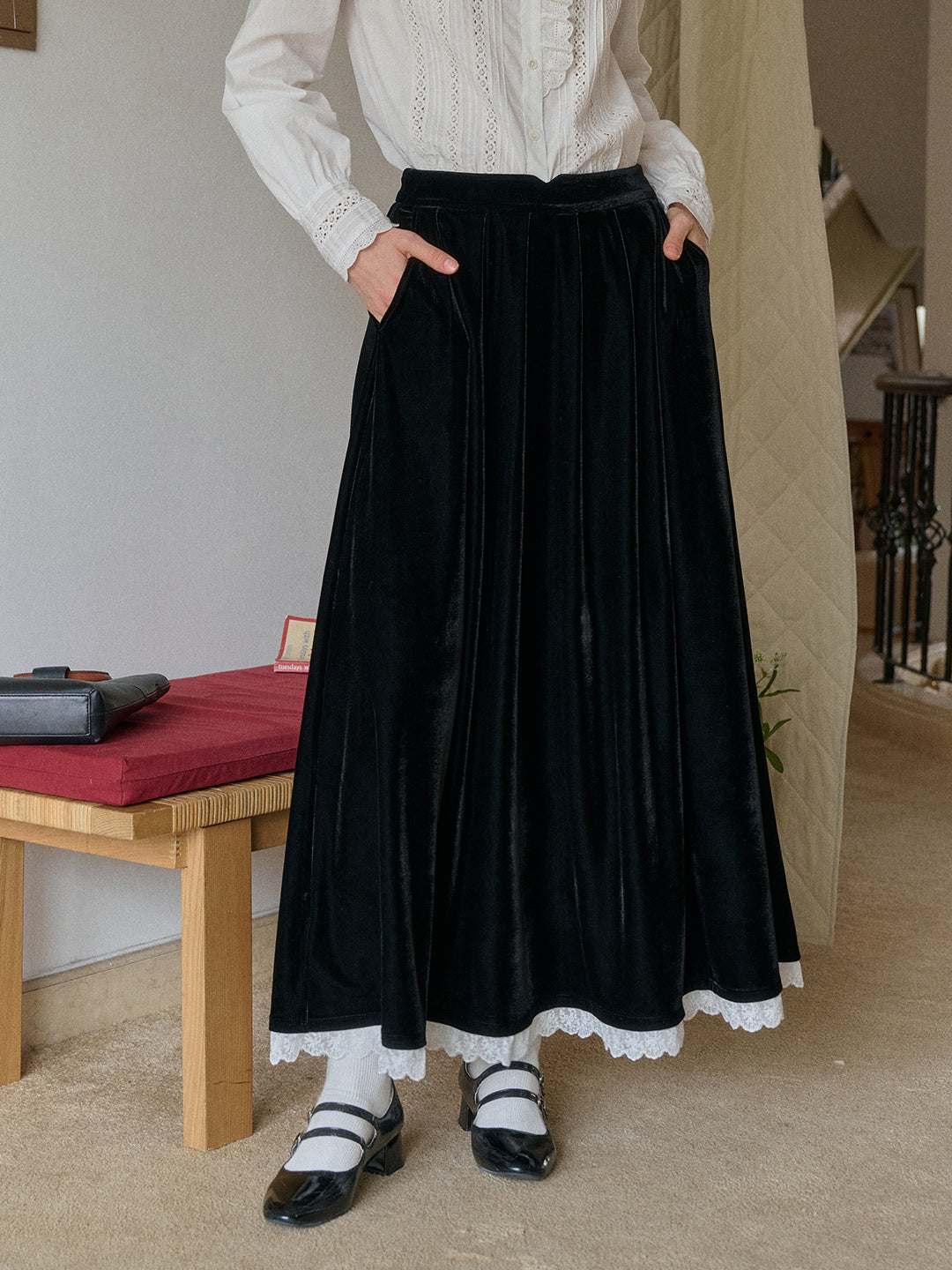 Xiomara Velvet Midi Skirt