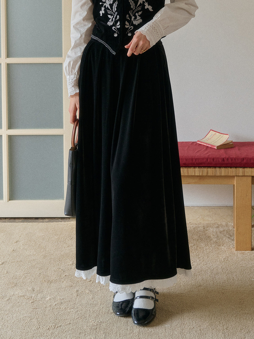 Xiomara Velvet Midi Skirt