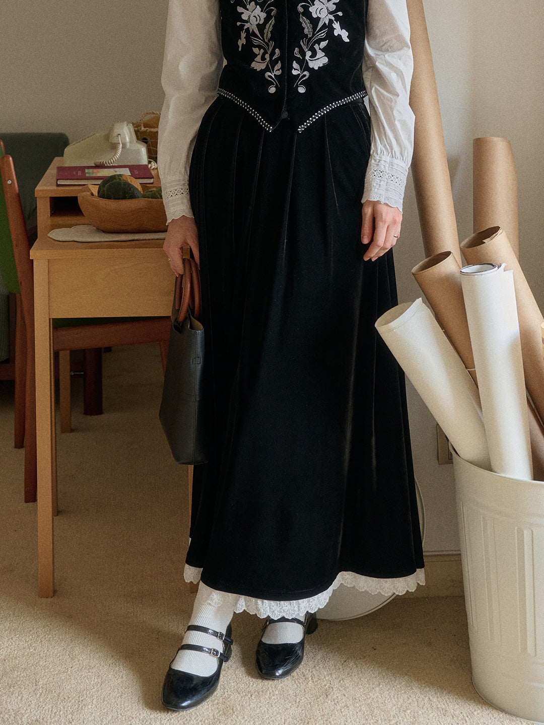 Xiomara Velvet Midi Skirt