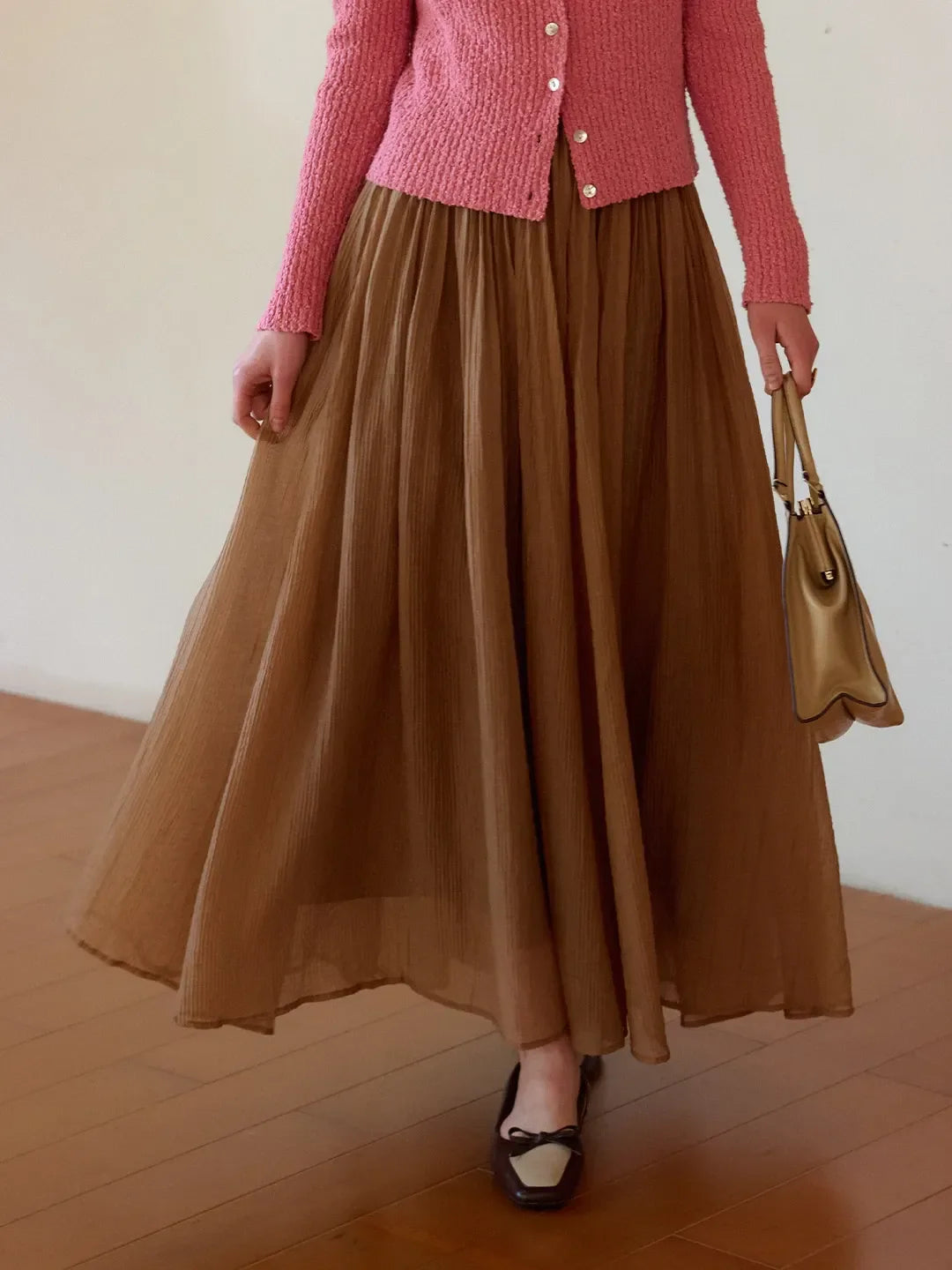 Harlee Flowy Pleated Lyocell Skirt