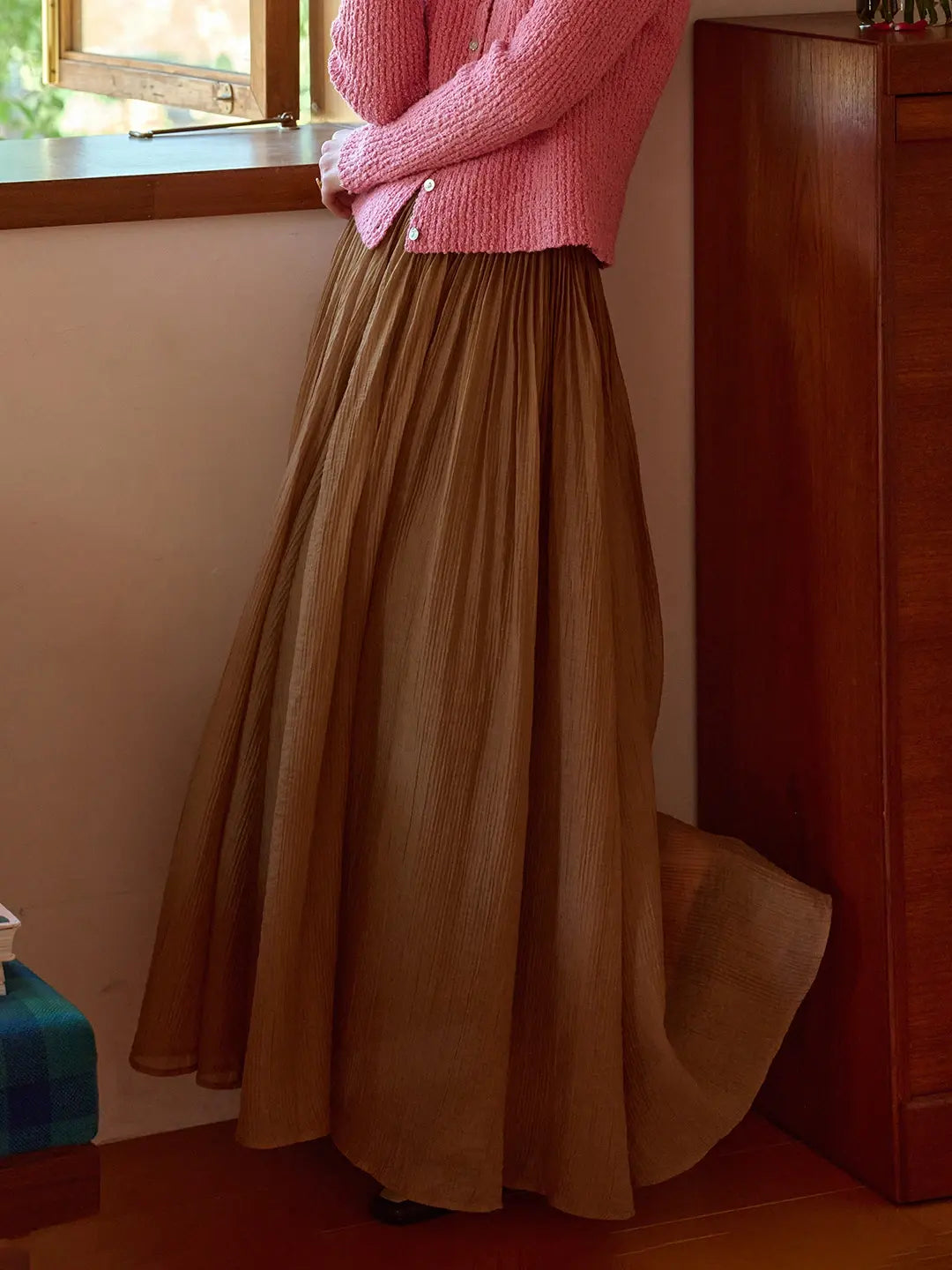 Harlee Flowy Pleated Lyocell Skirt