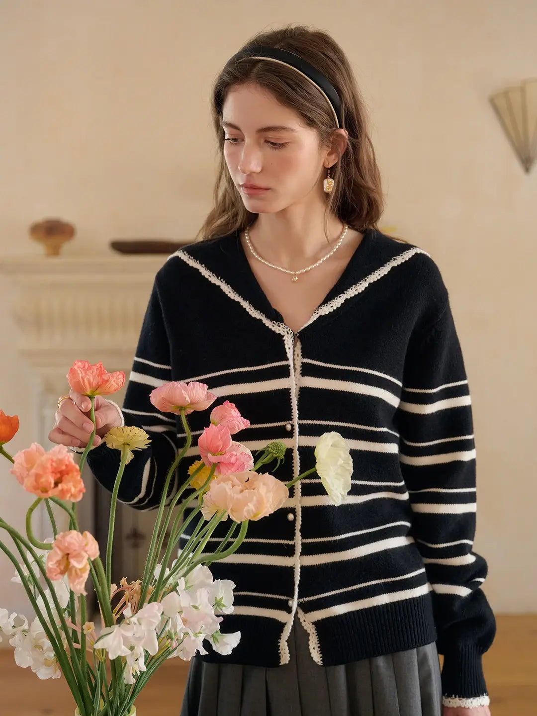 Stormi V-Neck Stripe Cardigan