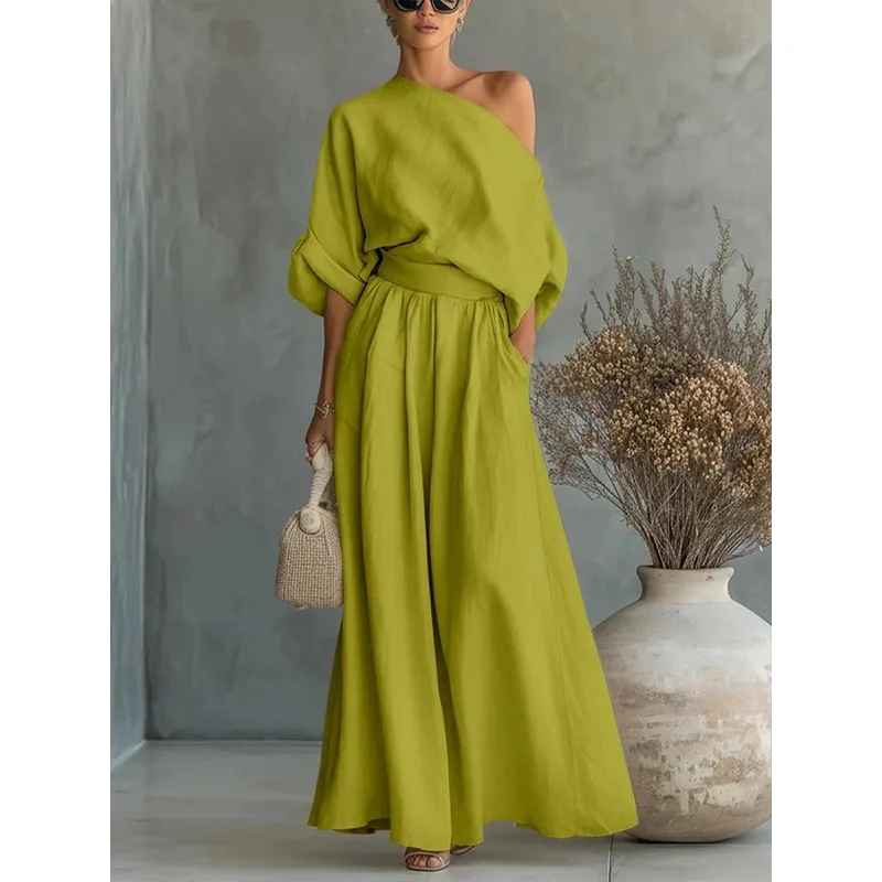 Isabelle's™ | Soft Off-Shoulder Top and Tapered Pants Set