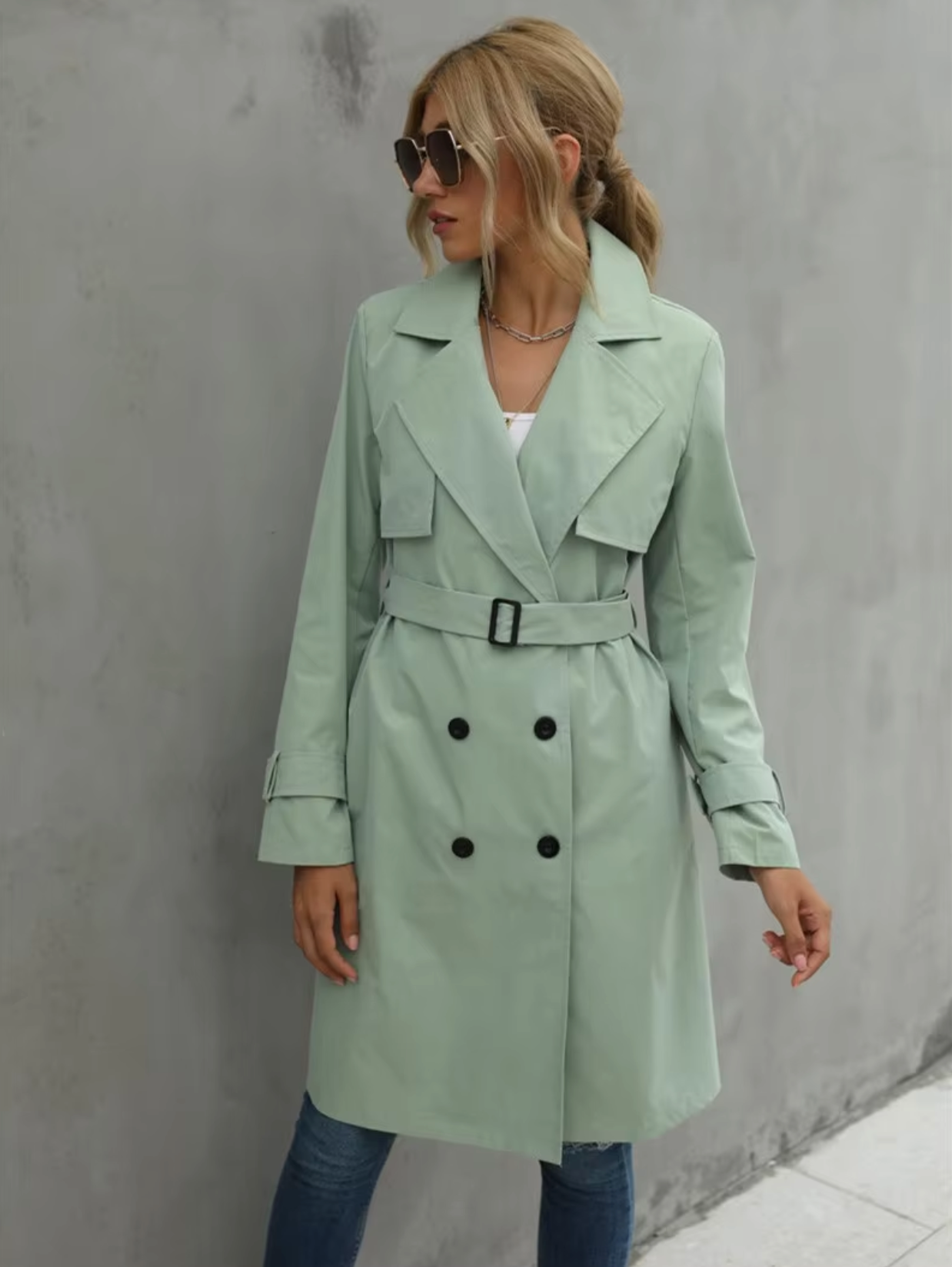 Isabelle's™ | Double Breasted Belted Trench Coat