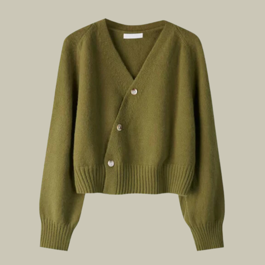 Isabelle's™ | Cross Button V Neck Merino And Wool Sweaters