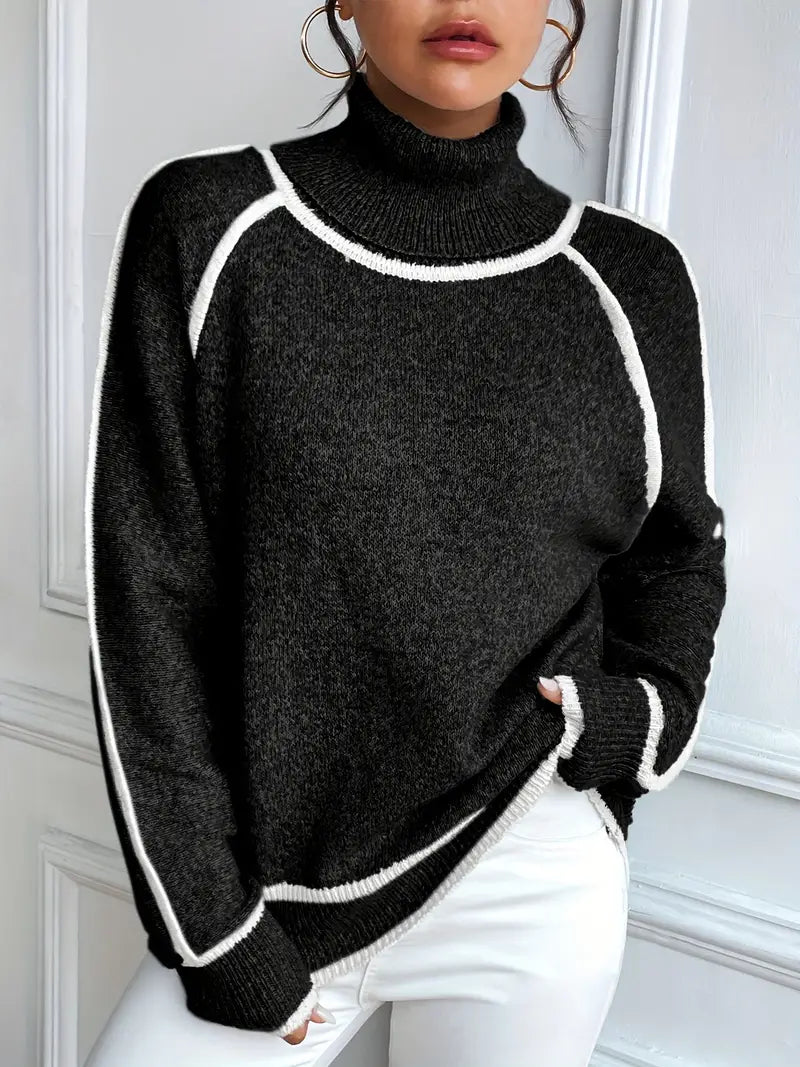 Isabelle's™ | Contrasting Turtle Neck Sweater