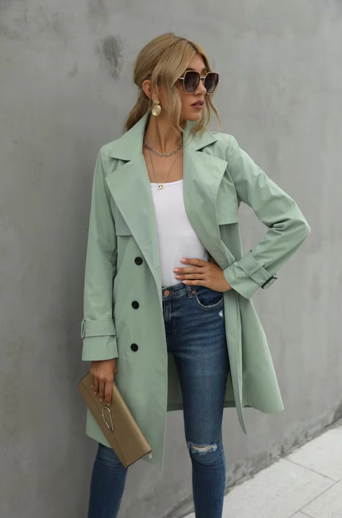 Isabelle's™ | Double Breasted Belted Trench Coat