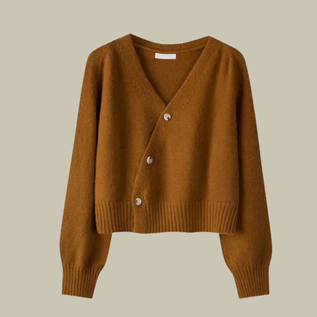 Isabelle's™ | Cross Button V Neck Merino And Wool Sweaters