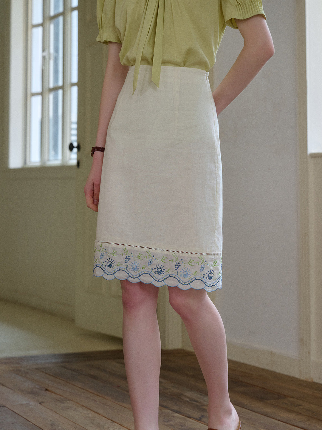 Annie Color Embroidery 100% Cotton Skirt