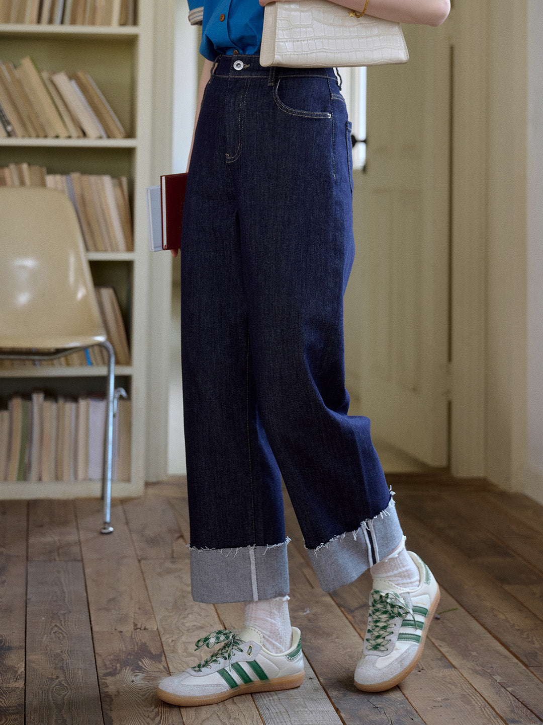Aspen Straight-leg Cuffed Cotton Jeans