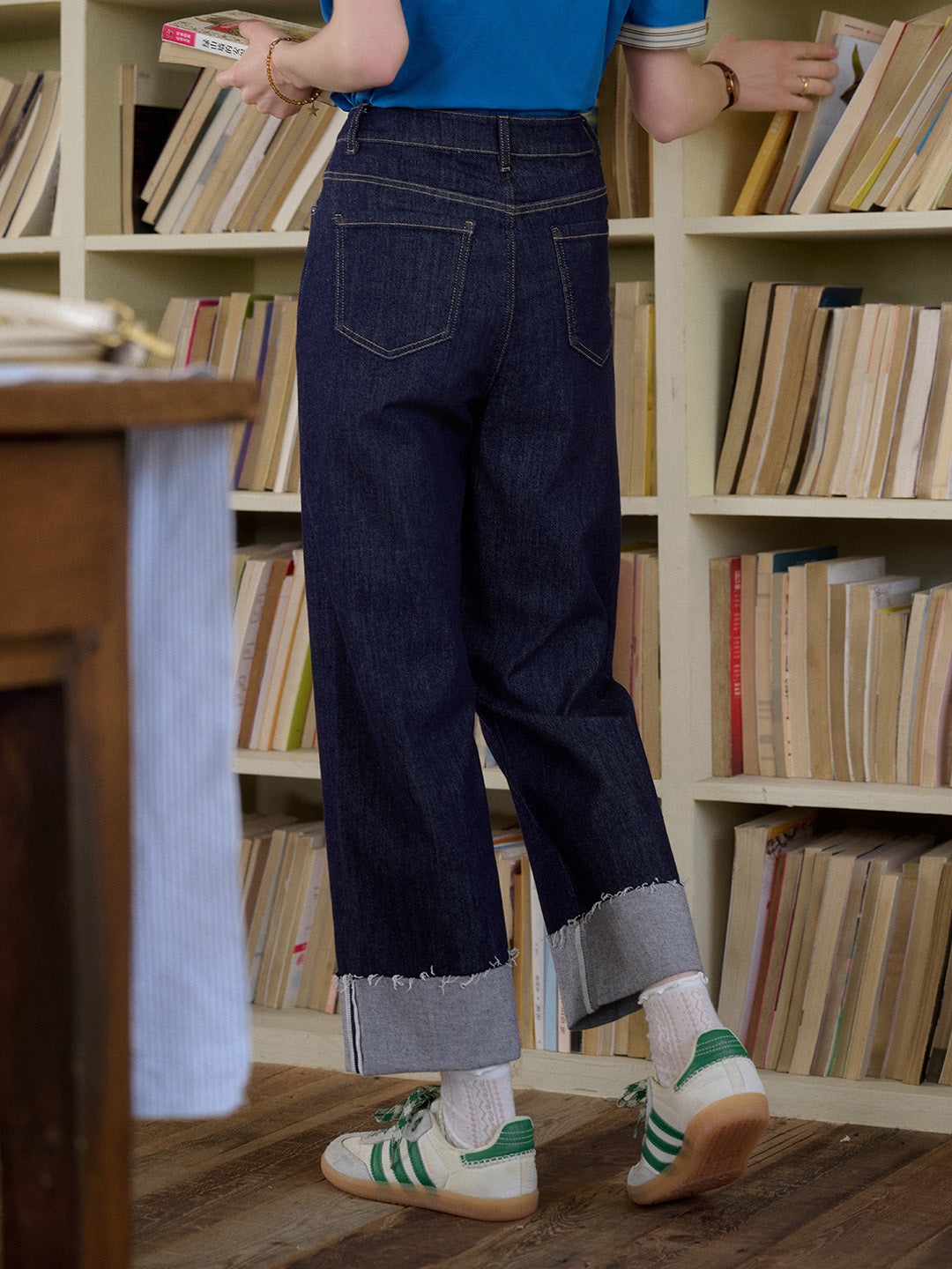 Aspen Straight-leg Cuffed Cotton Jeans