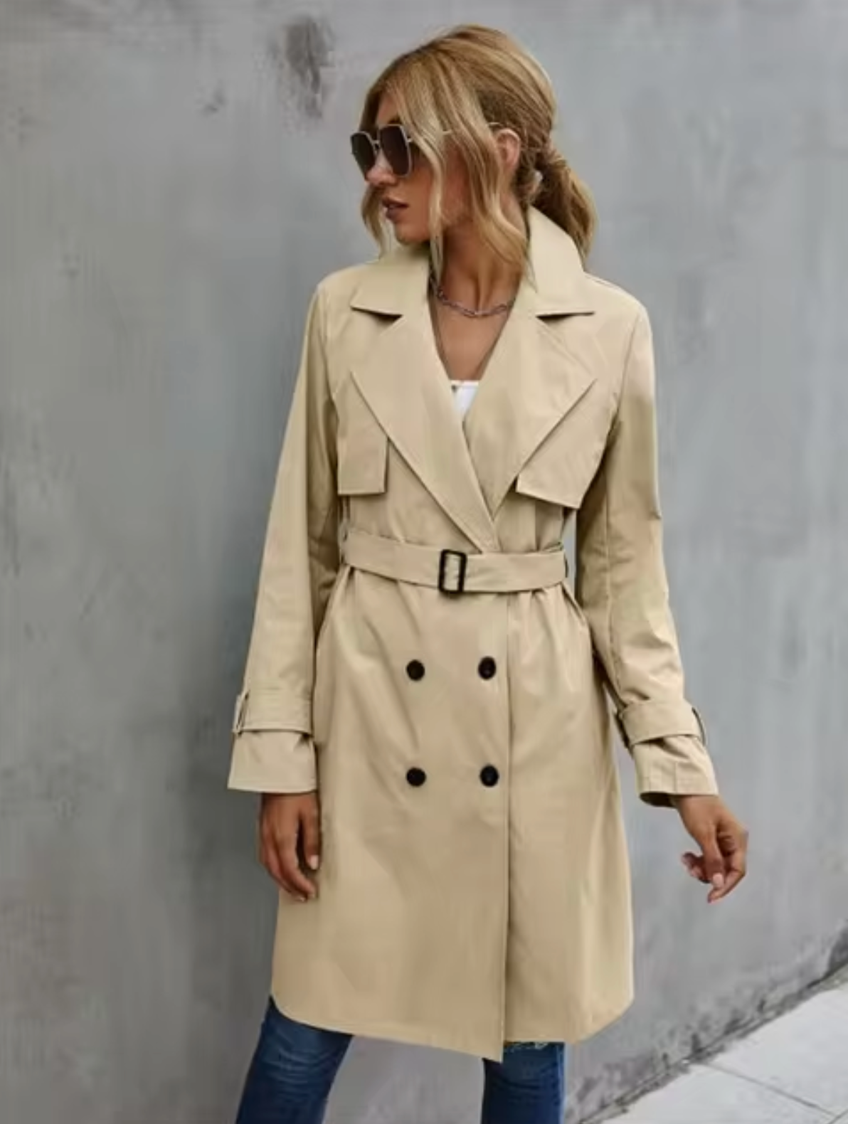 Isabelle's™ | Double Breasted Belted Trench Coat