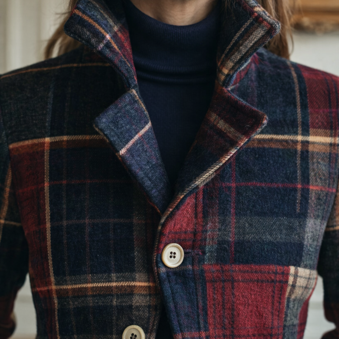 Isabelle's™ | Plaid Coat Featuring a Stand Collar