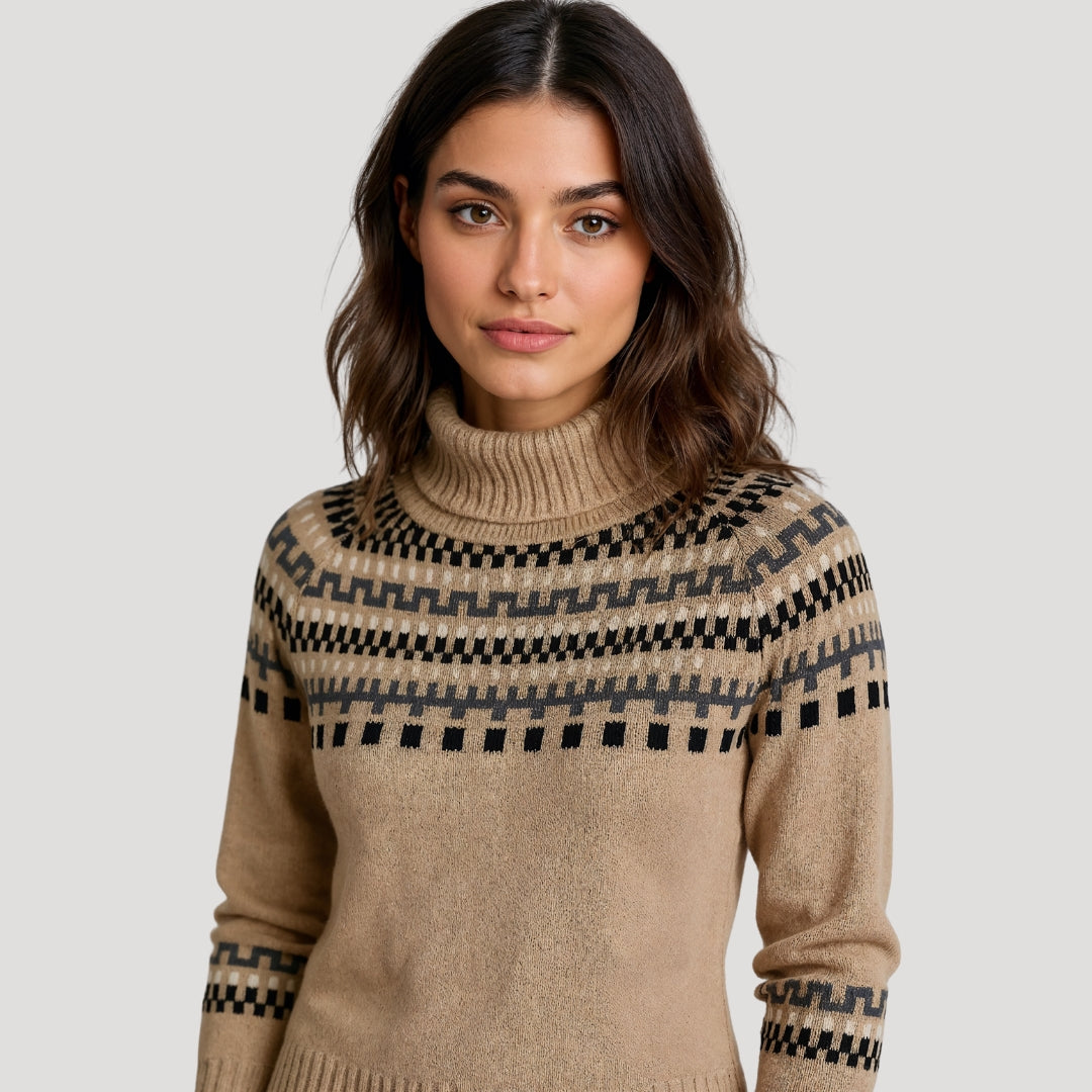 Isabelle's™ | Spring Patterned Turtleneck Knit Sweater