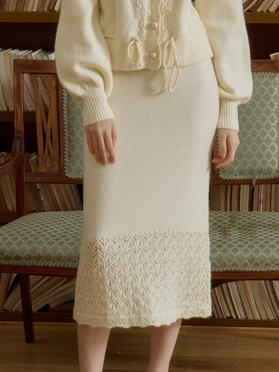 【Final Sale】Charley Cutout Crocheted Hem Skirt