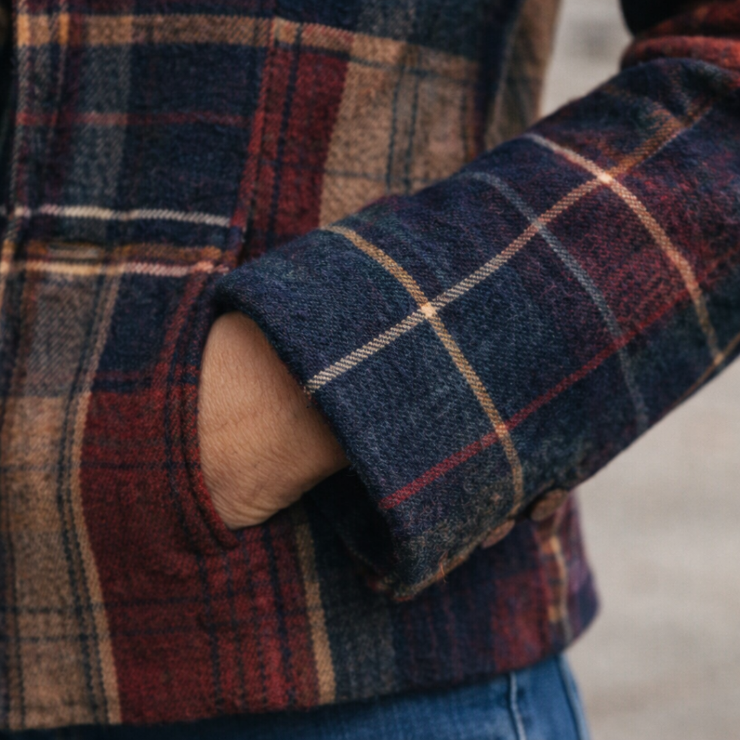 Isabelle's™ | Plaid Coat Featuring a Stand Collar