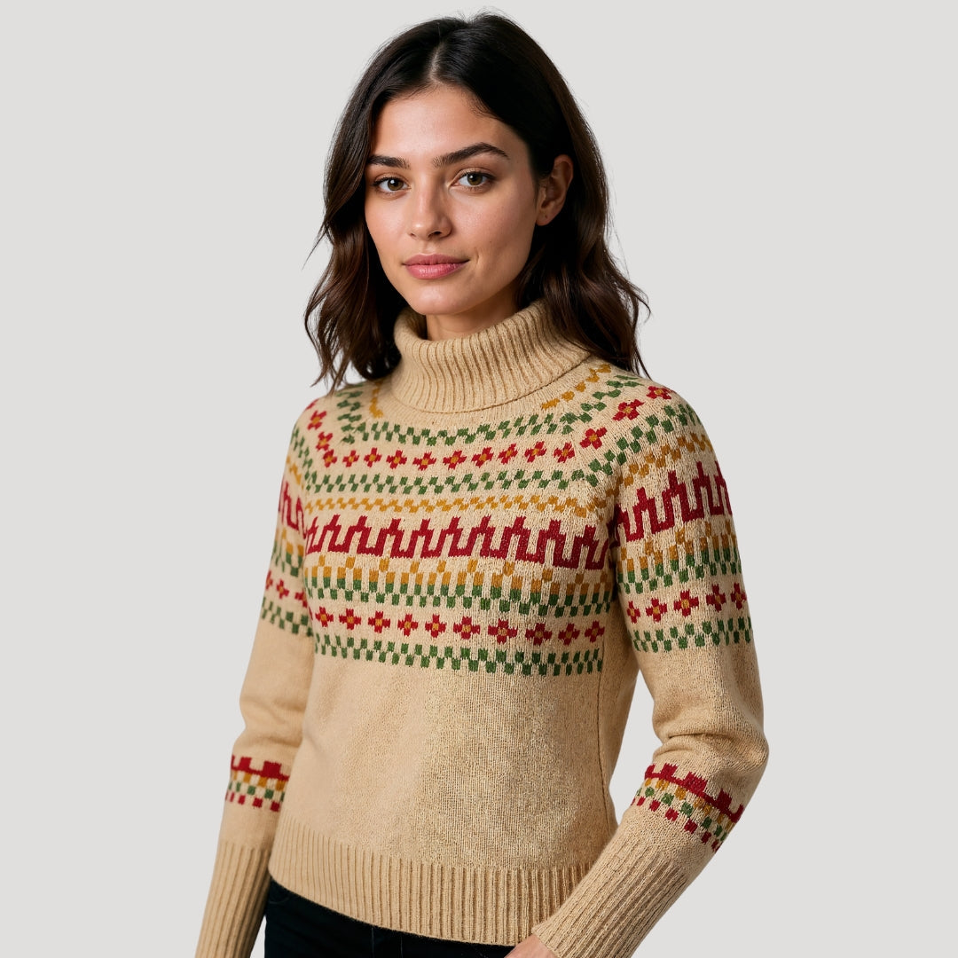Isabelle's™ | Spring Patterned Turtleneck Knit Sweater