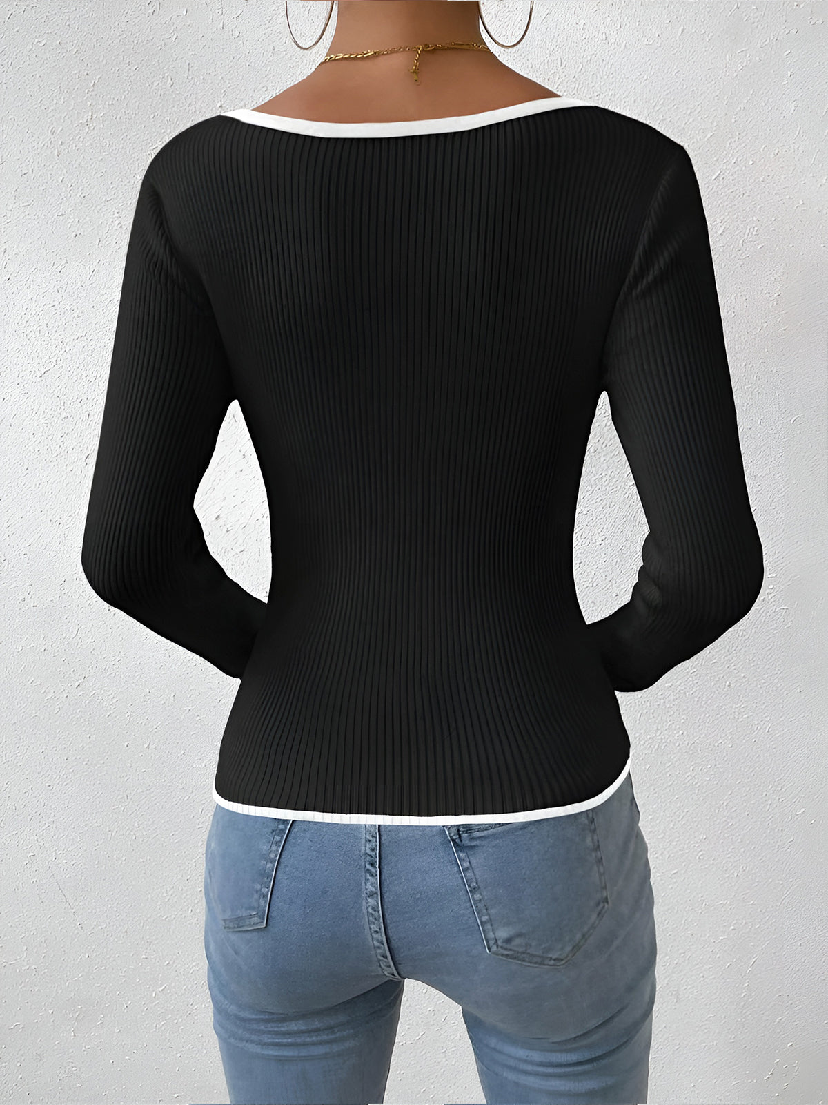 Isabelle's™ | Winter Contrast Trim Knit Sweater