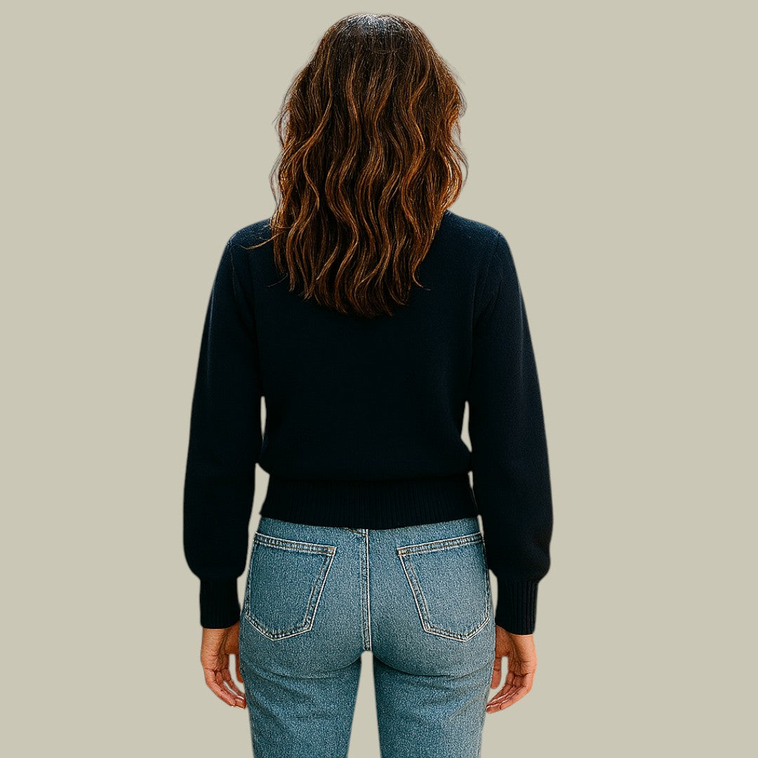 Isabelle's™ | Cross Button V Neck Merino And Wool Sweaters