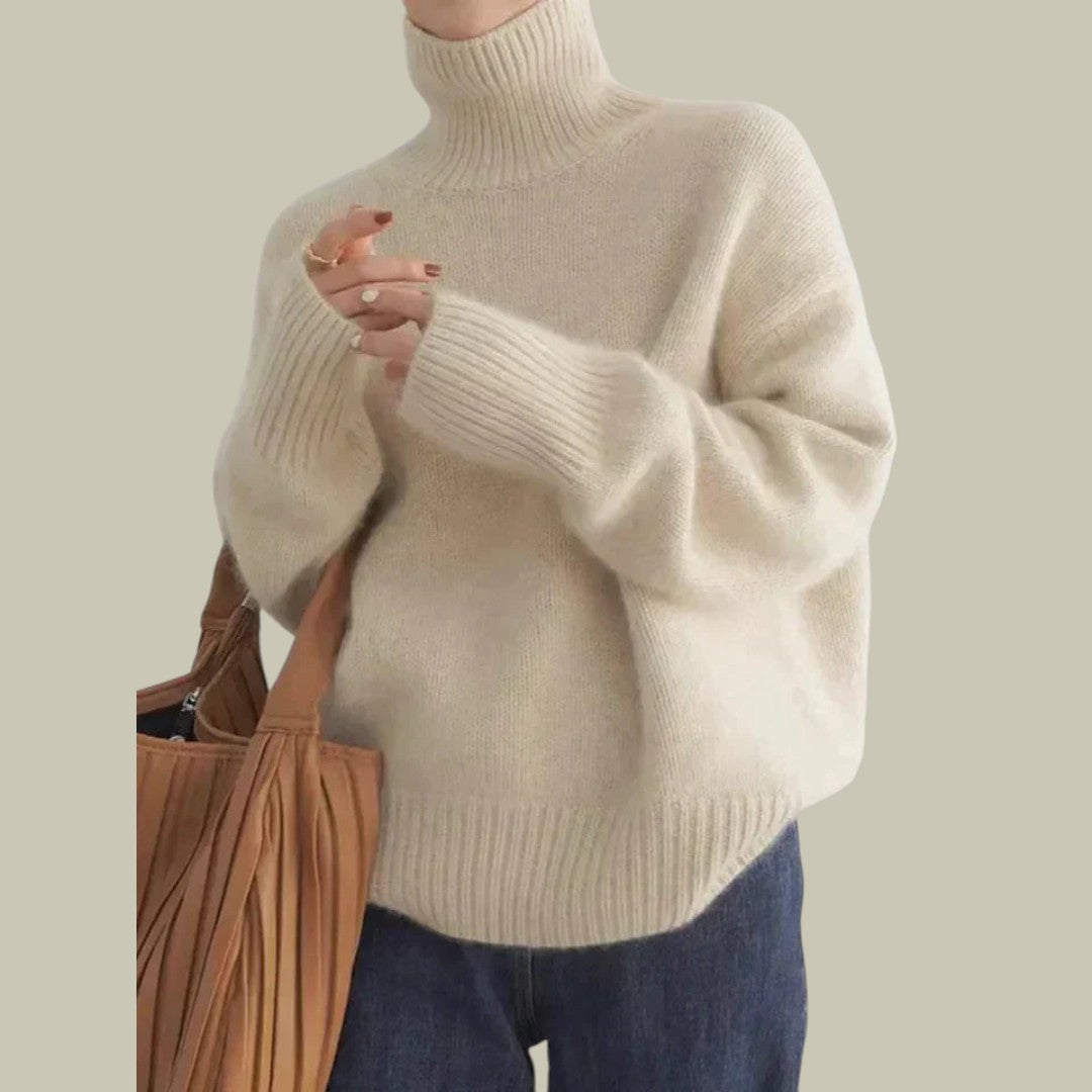 Isabelle's™ | High Neck Relaxed Fit Merino And Wool Sweaters