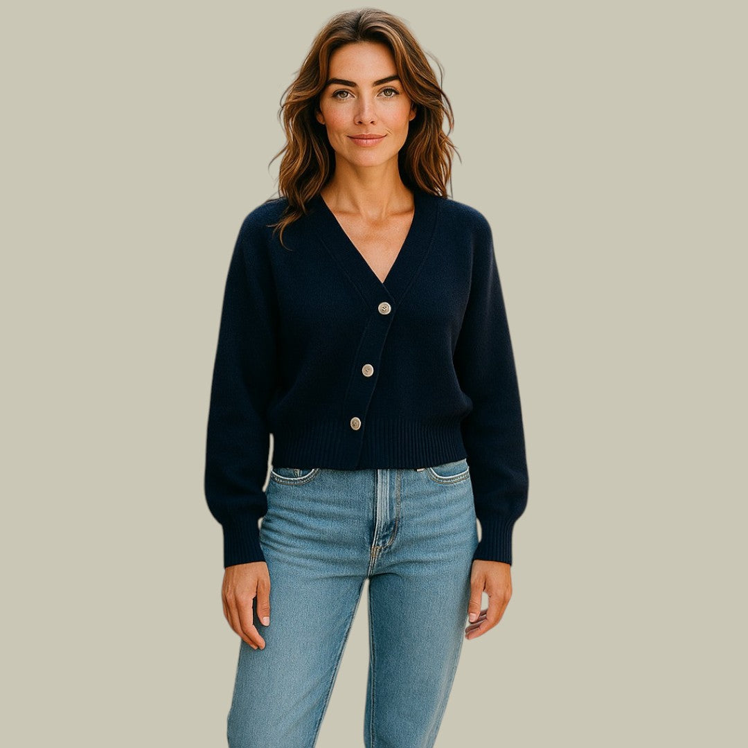 Isabelle's™ | Cross Button V Neck Merino And Wool Sweaters