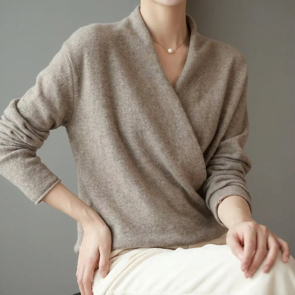 Isabelle's™ | Warm Wool Blend Crossed Wrap Sweater