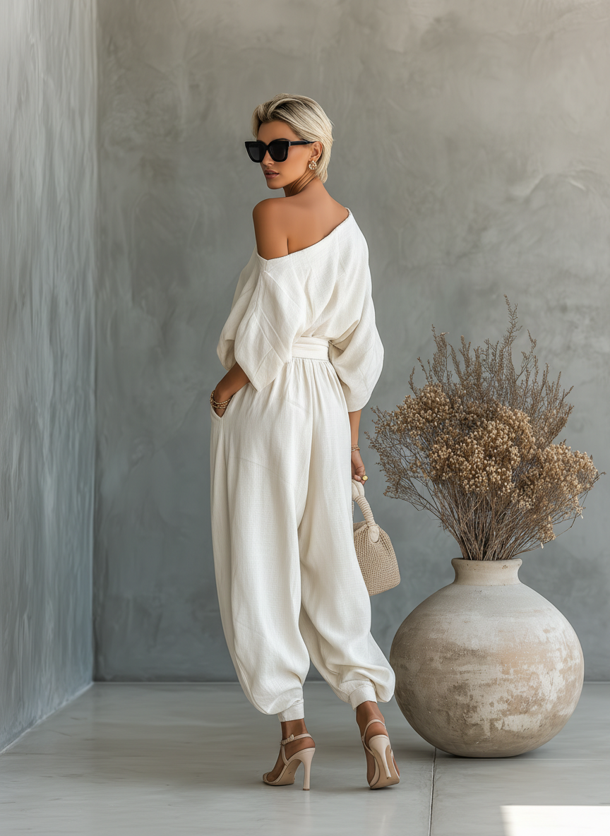 Isabelle's™ | Soft Off-Shoulder Top and Tapered Pants Set