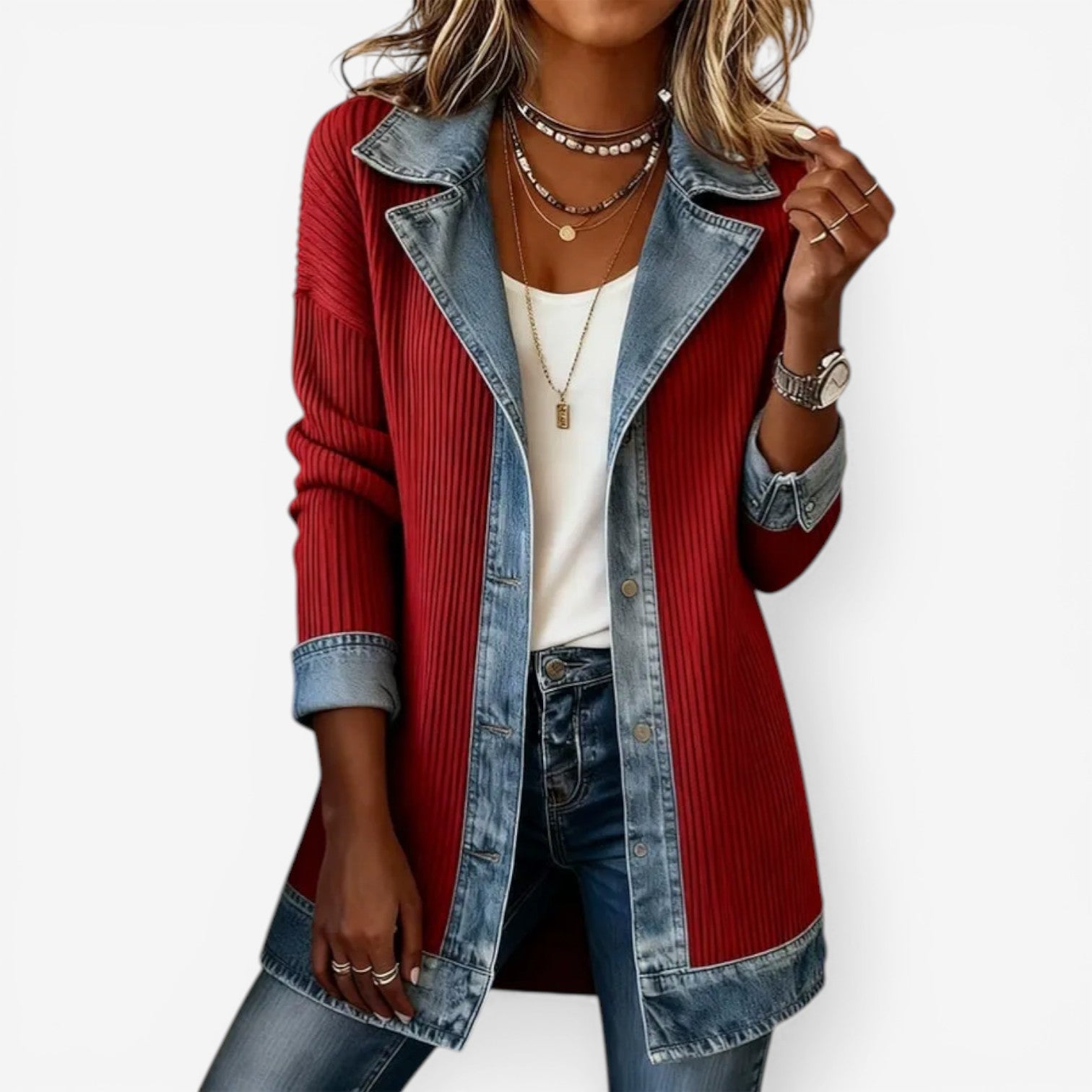 Isabelle's™ | Layered Denim-Style Jacket