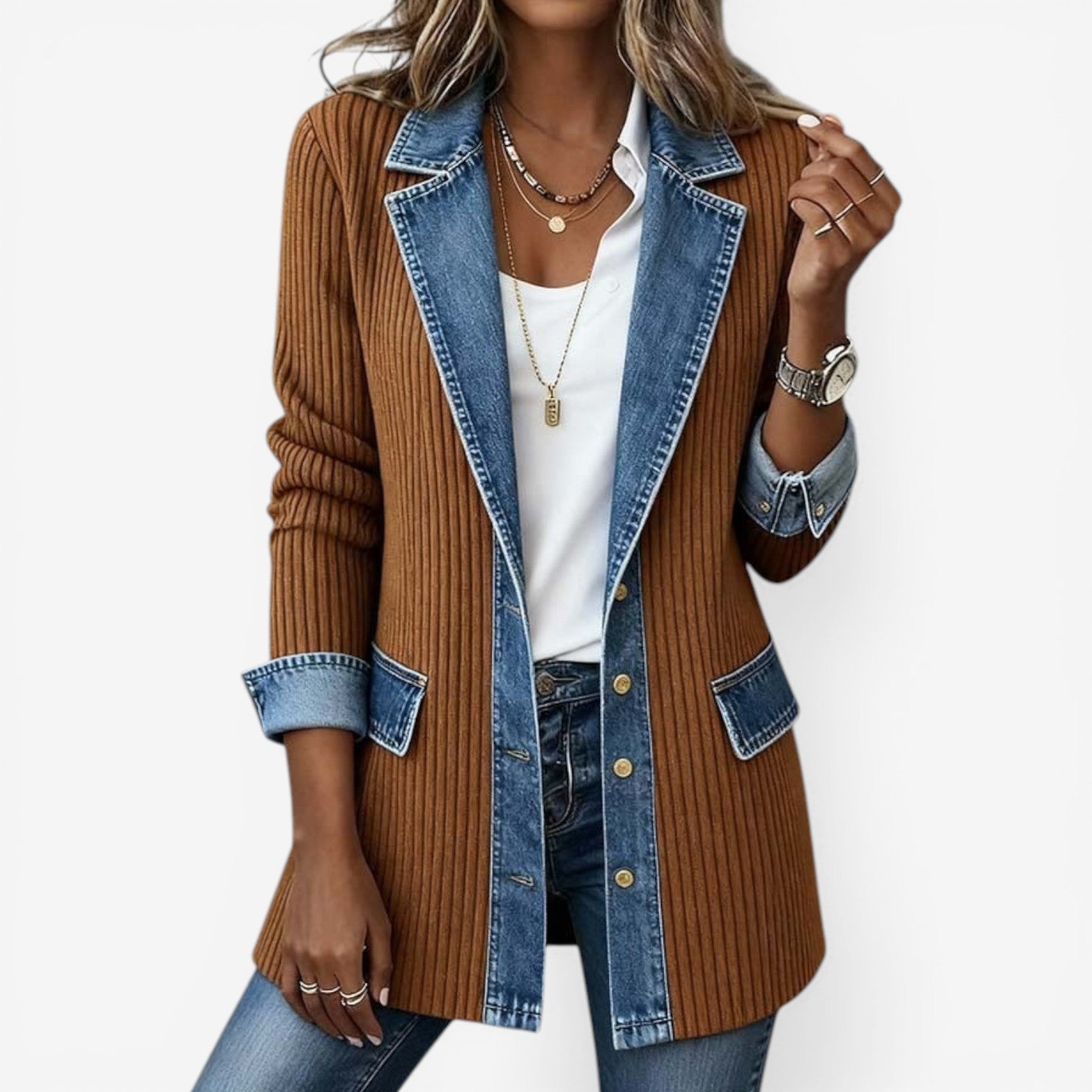 Isabelle's™ | Layered Denim-Style Jacket