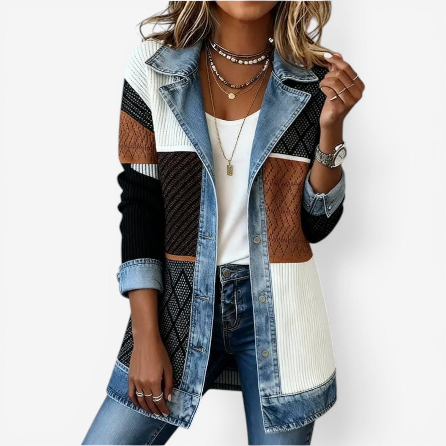 Isabelle's™ | Layered Denim-Style Jacket