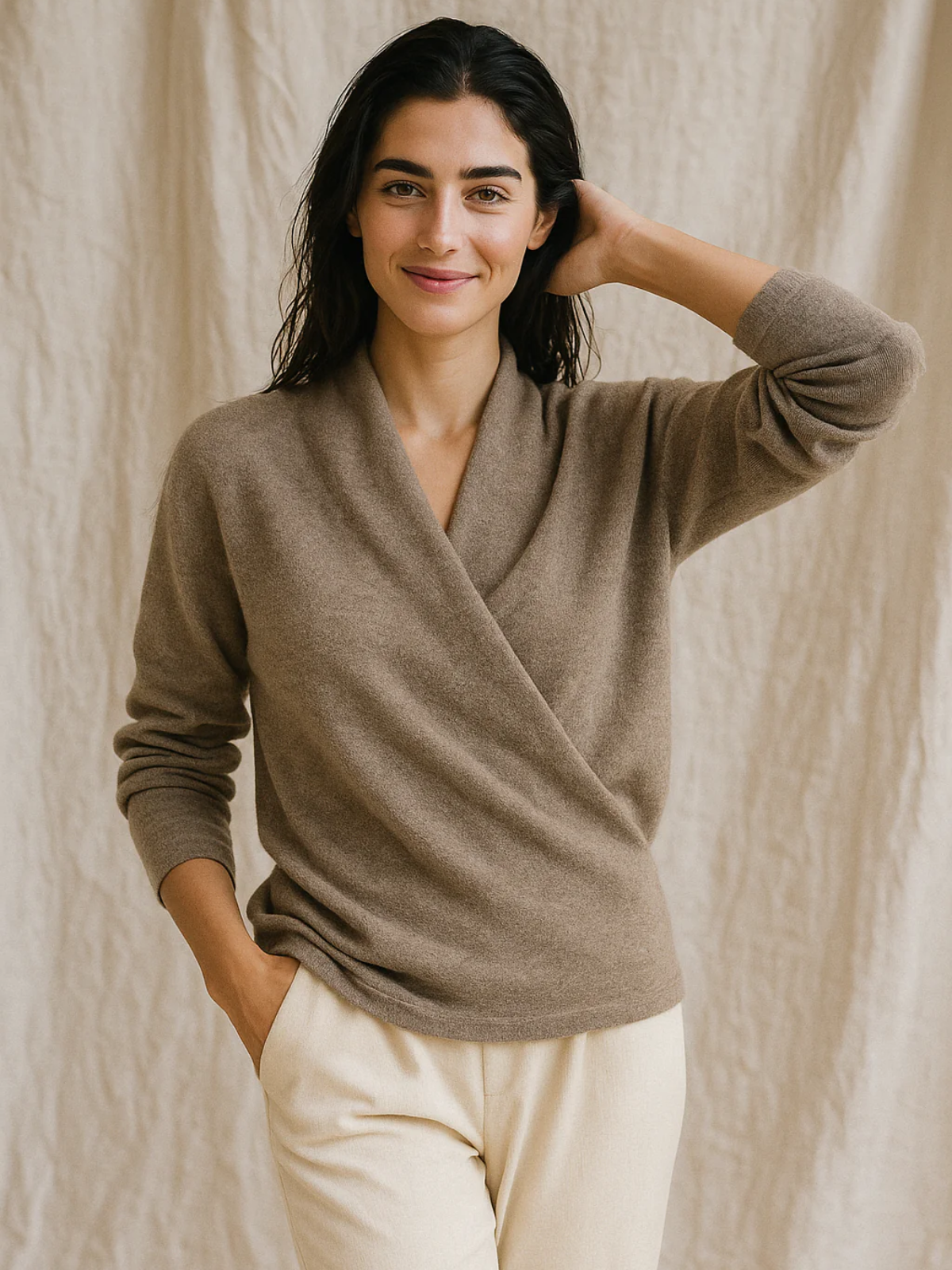 Isabelle's™ | Winter Wrap V Neck Knit Sweater