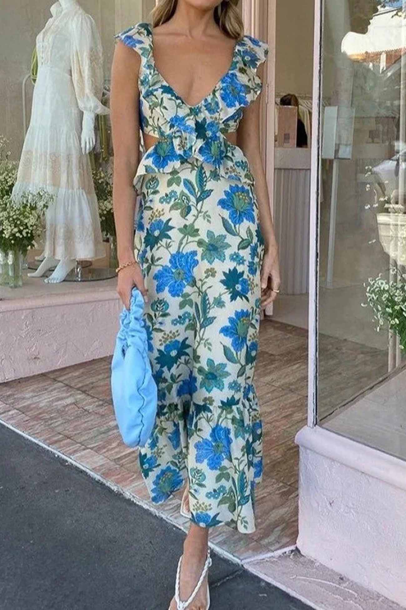 Isabelle's™ | Floral Elegant Ruffle Maxi Dress