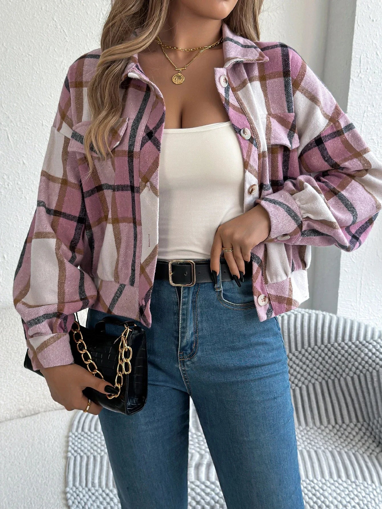 Isabelle's™ | Cropped Plaid Jacket
