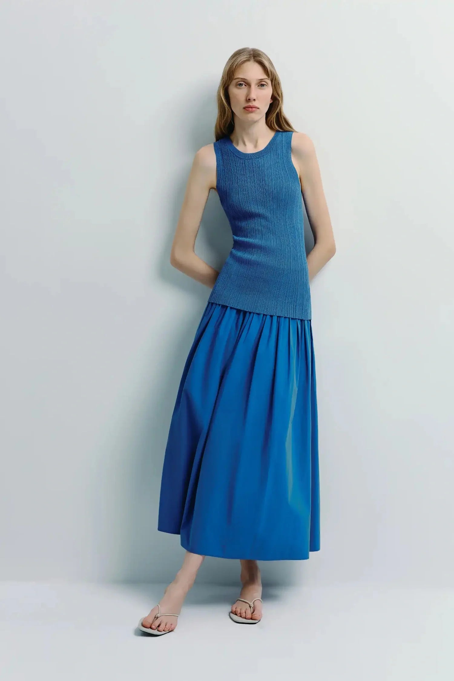 Glace Poplin Midi Skirt