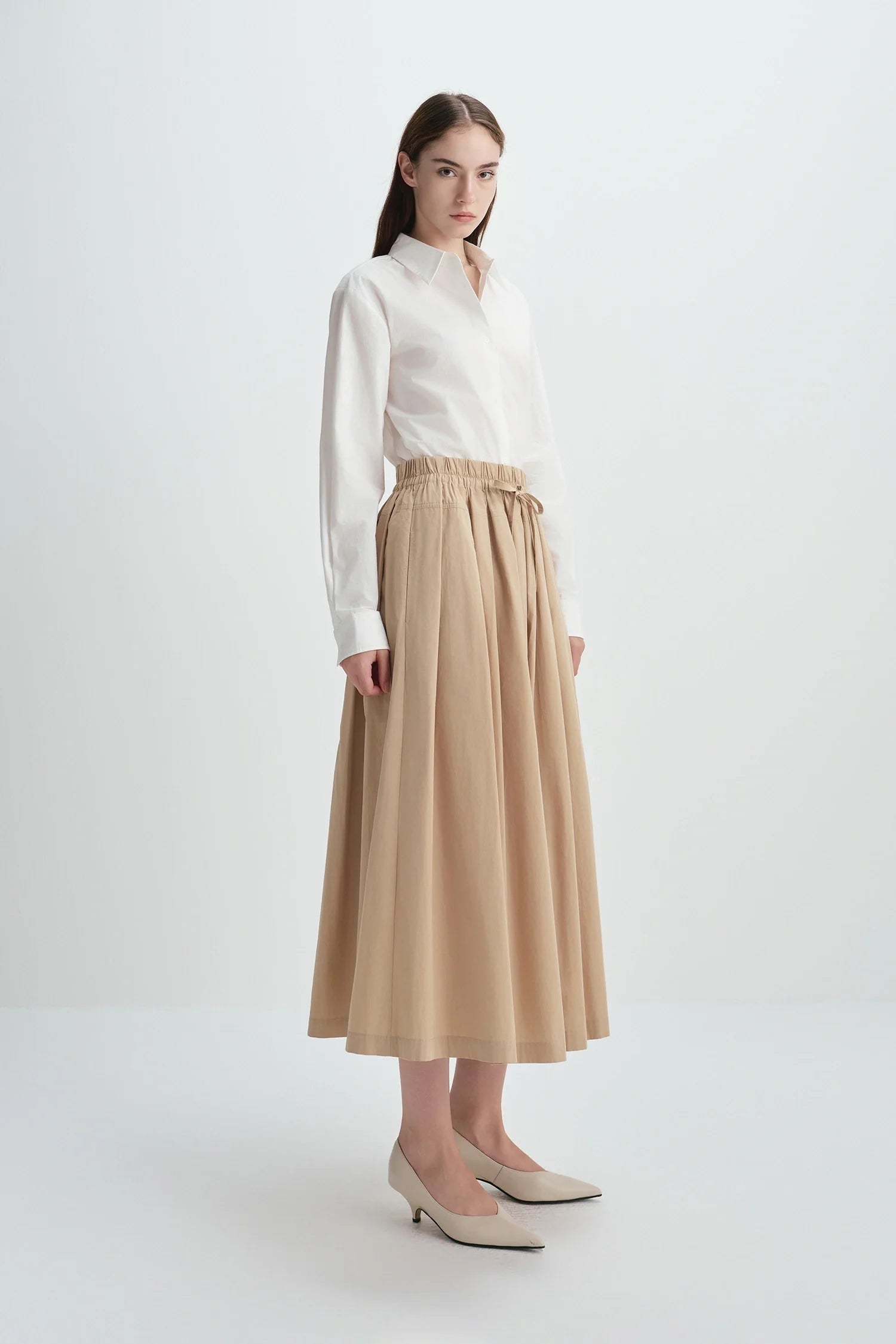 Panier Drawstring Waist Pleated Skirt