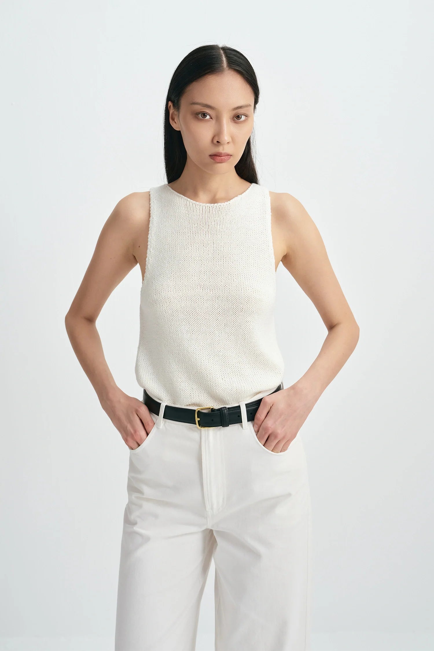 Tricot Boatneck Sweater Tank