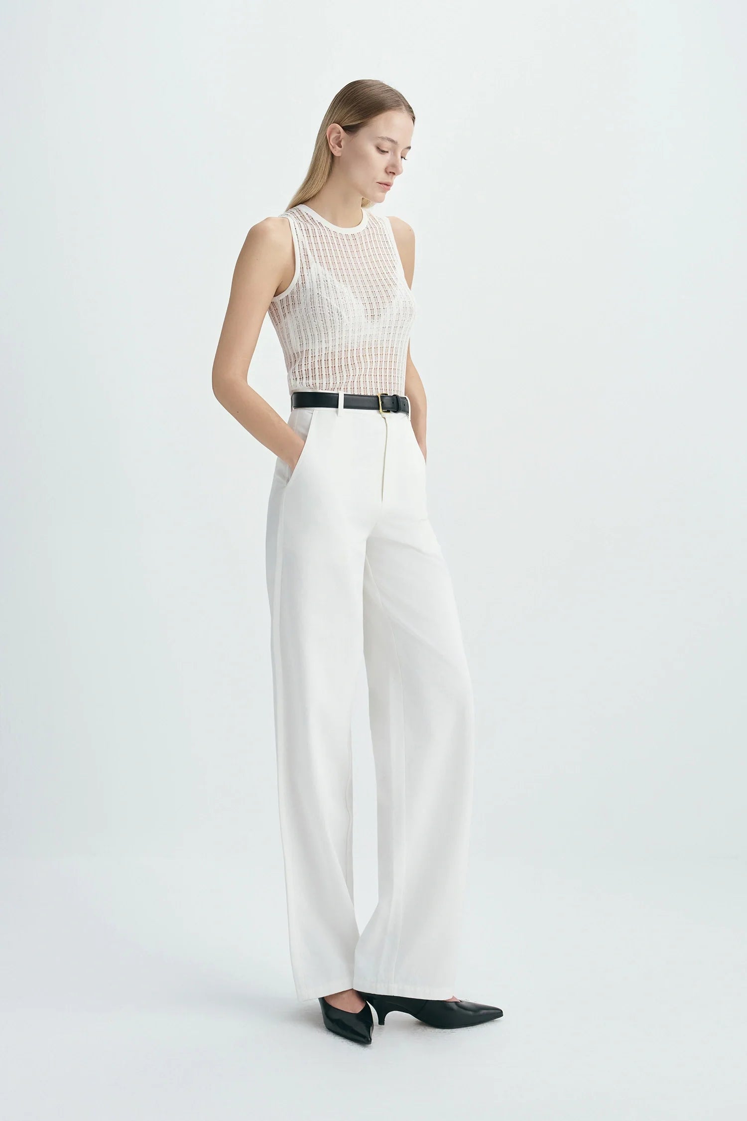 Traverse Lace-Stitch Knit Top