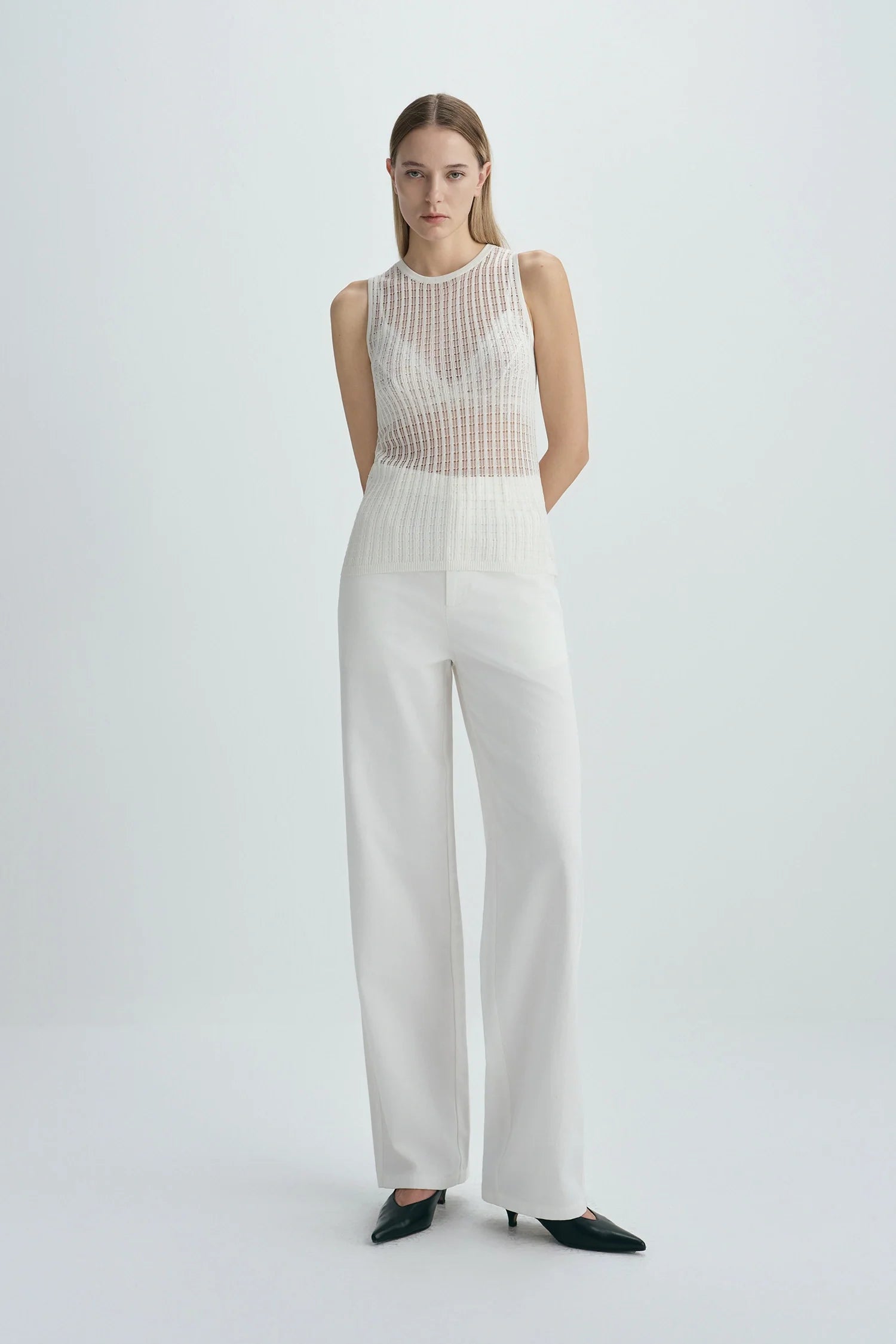 Traverse Lace-Stitch Knit Top