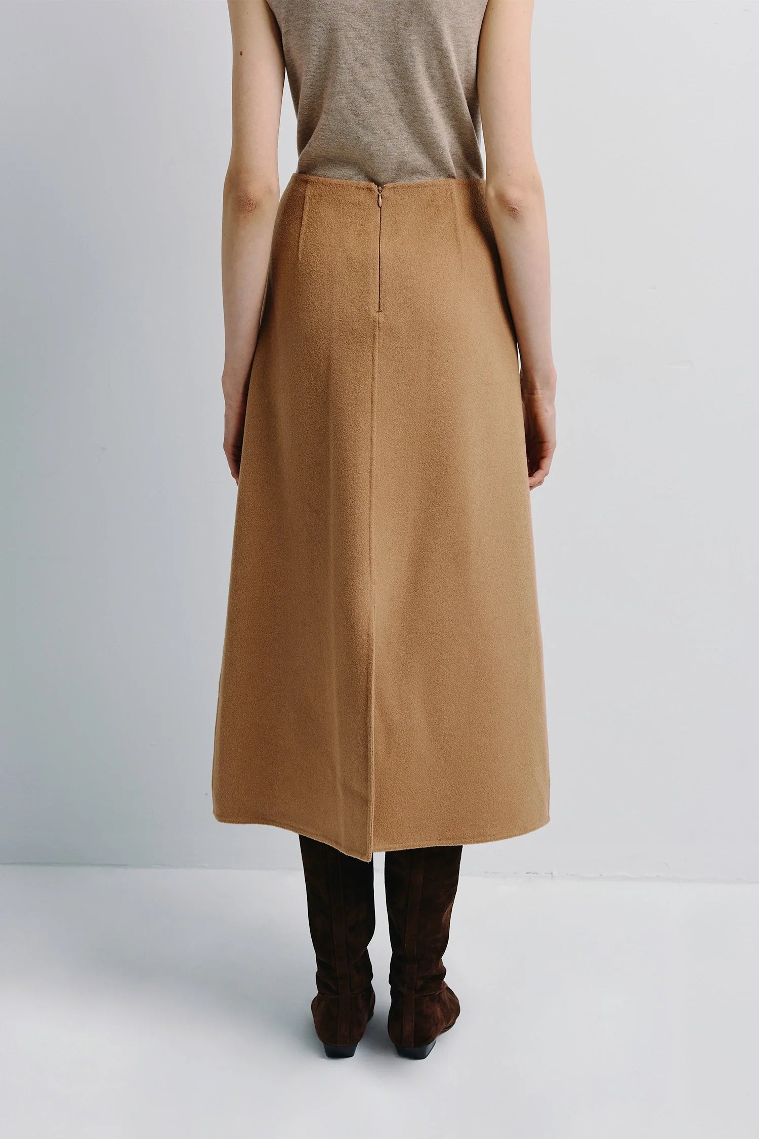 Ambre Pleat Front Midi Skirt