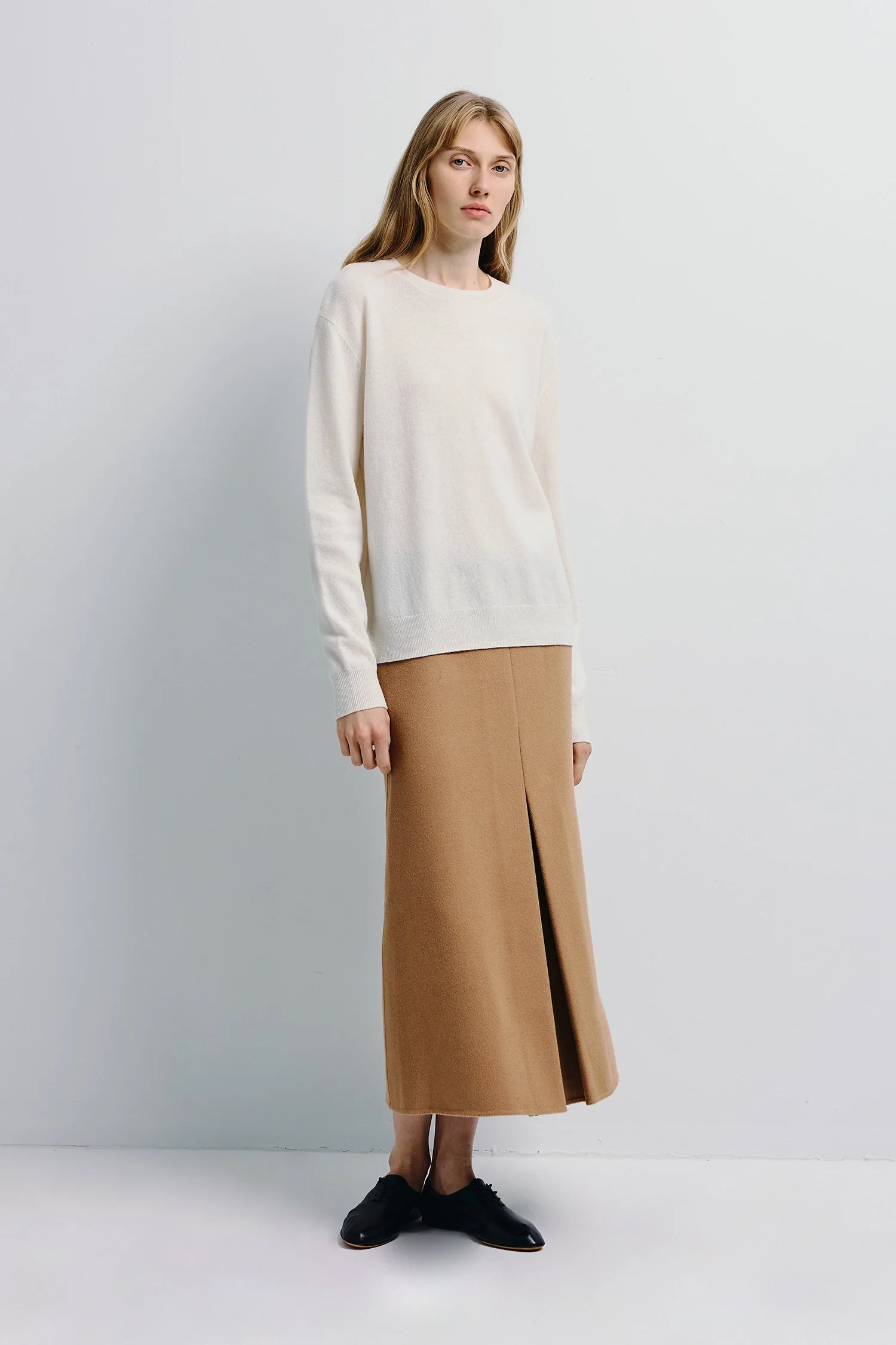 Ambre Pleat Front Midi Skirt