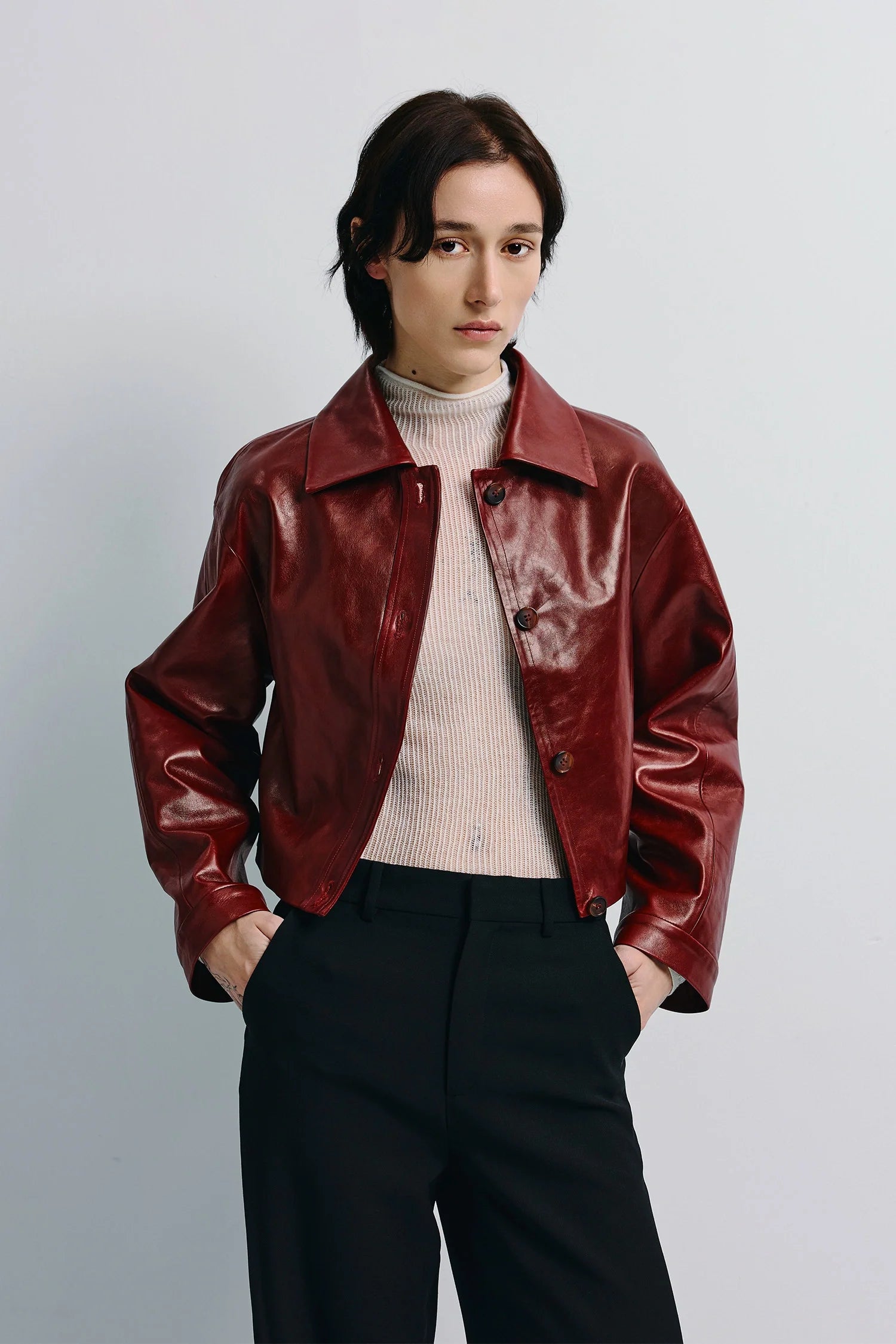 Tonni Cropped Leather Jacket