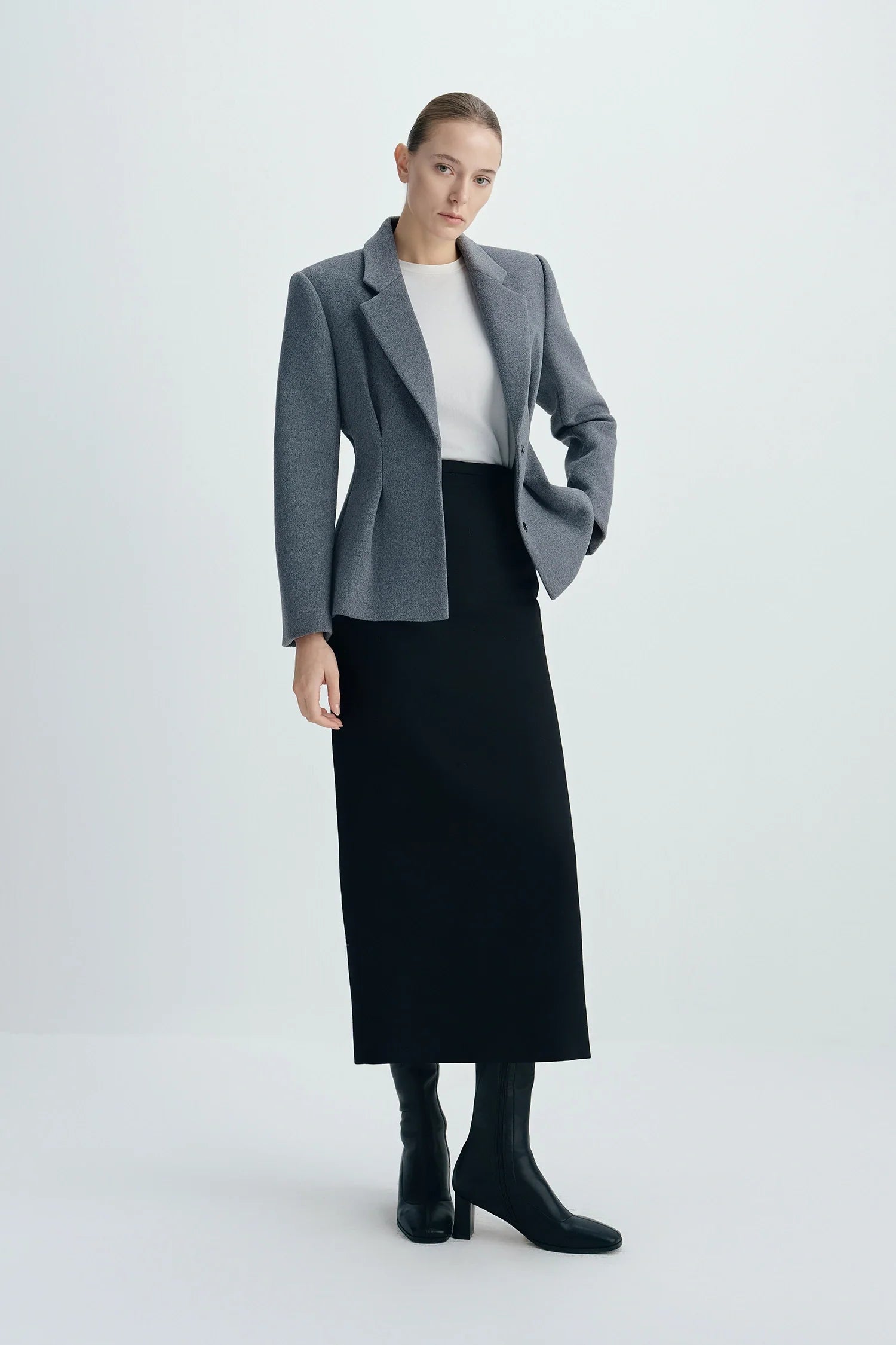 Trenton Pleat Waist Wool Blazer