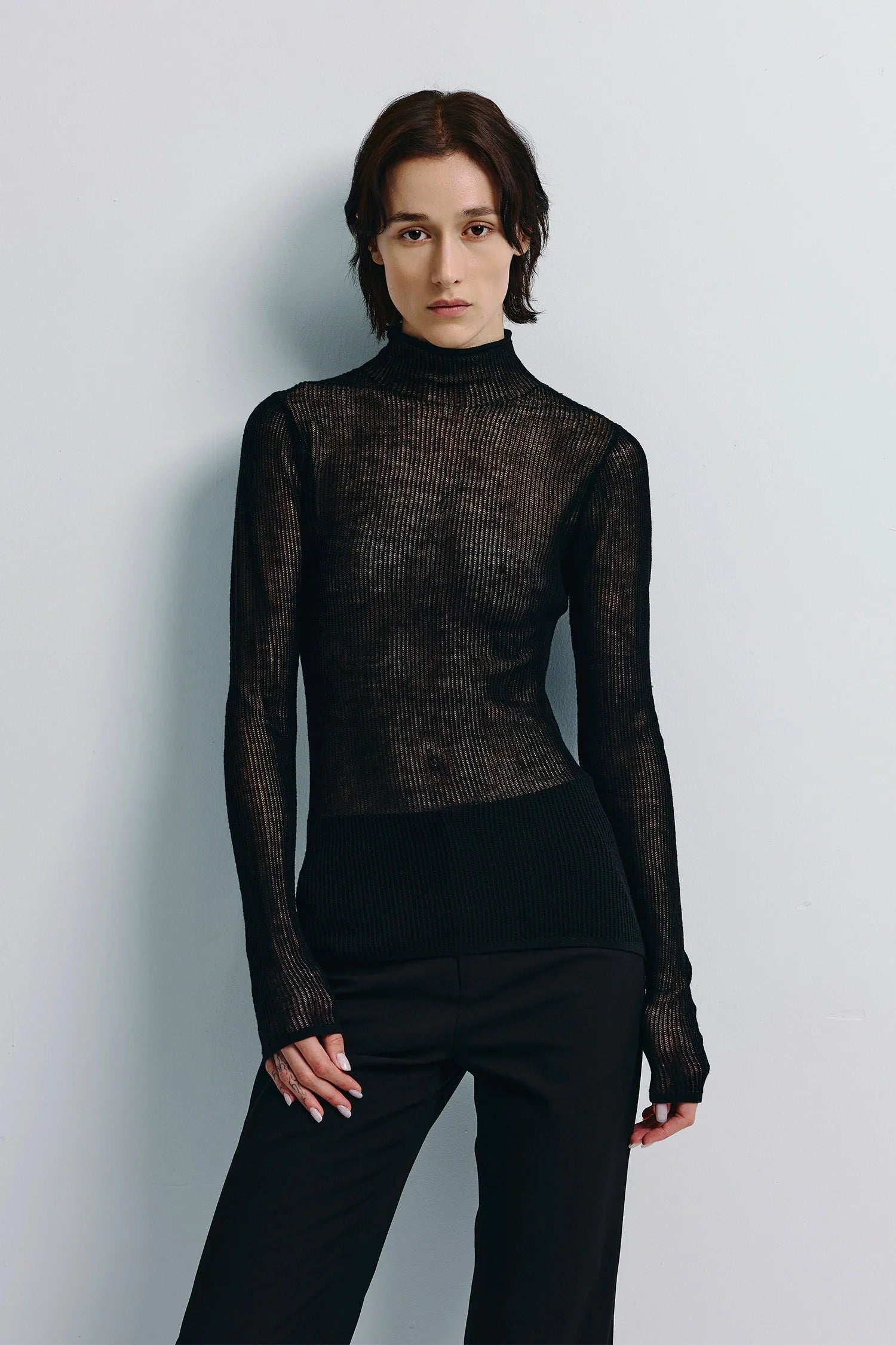 Kaya Ribbed Sheer Sweater