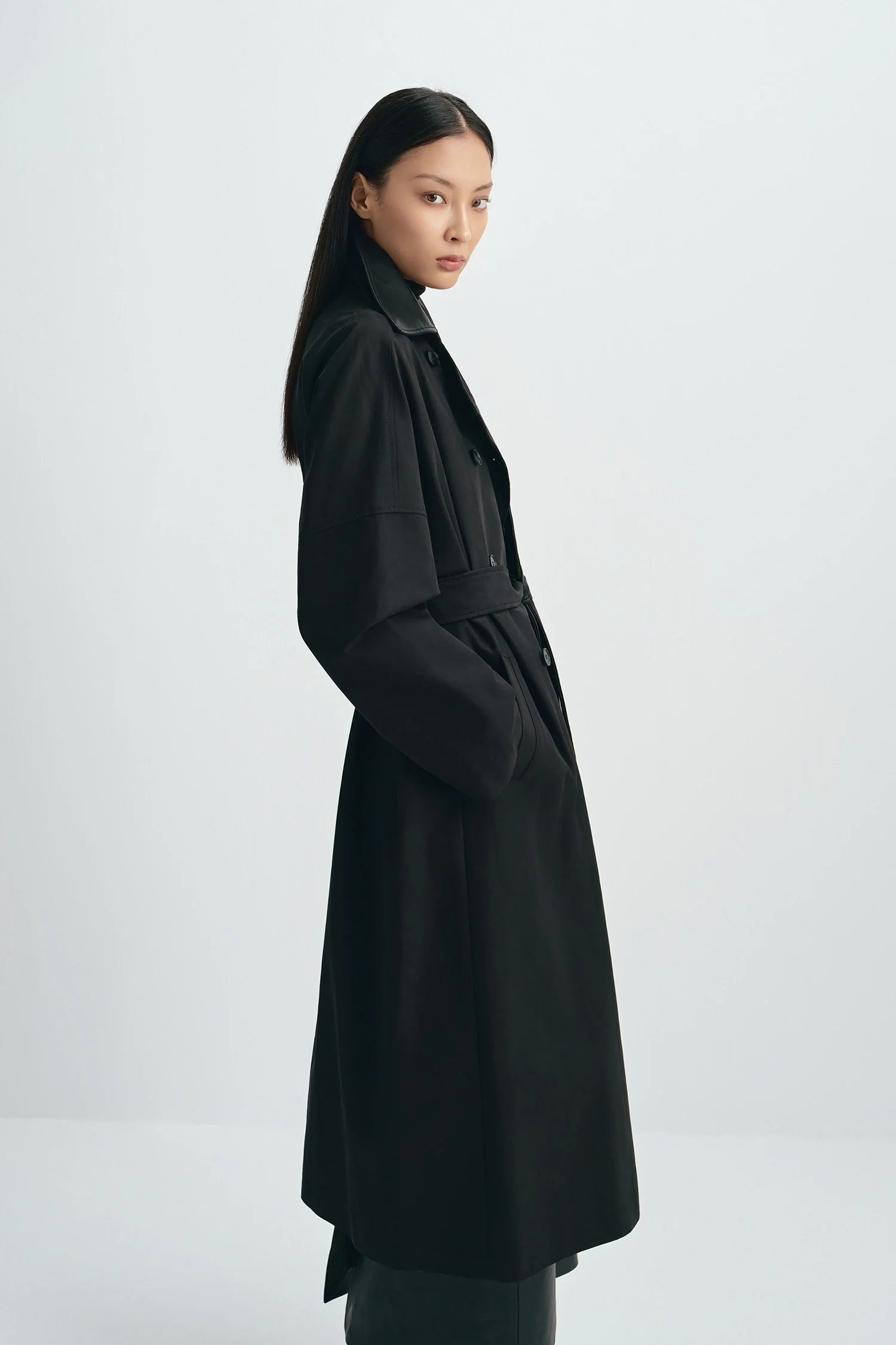 Easton Leather Collar Trench Coat