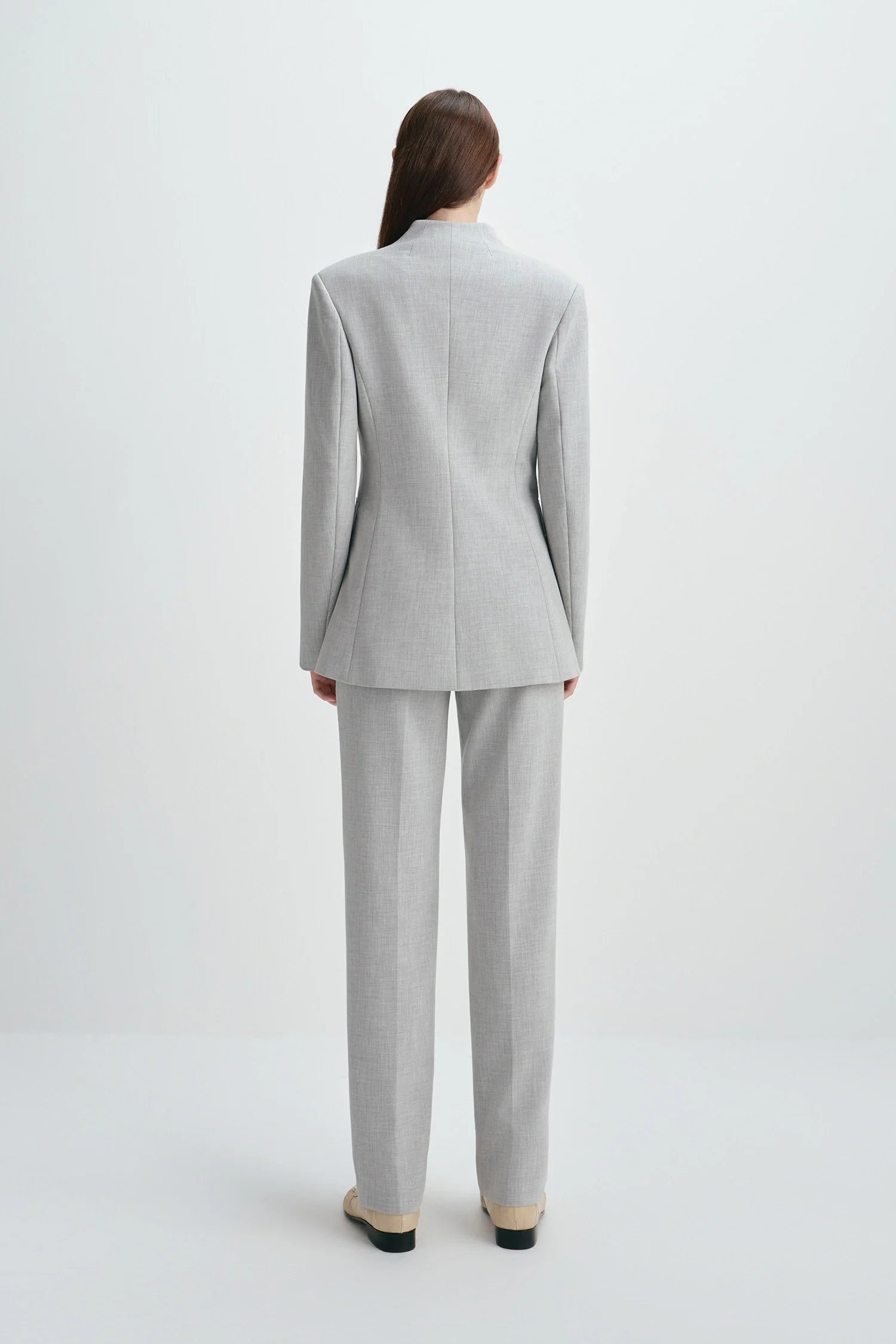 Dun Collarless Blazer